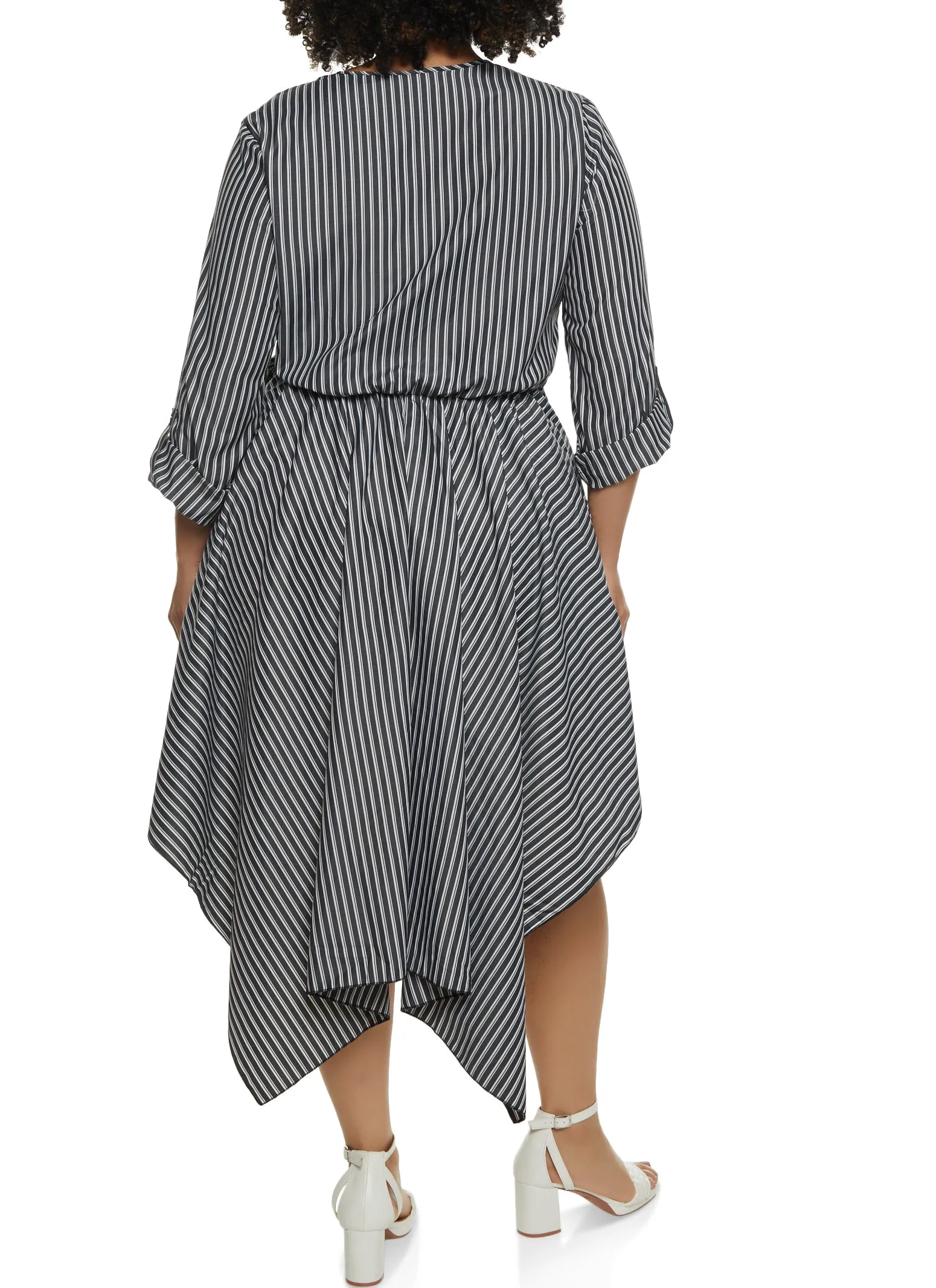 Plus Size Striped Tie Side Faux Wrap Dress sold by Rainbow product image thumbnail 3
