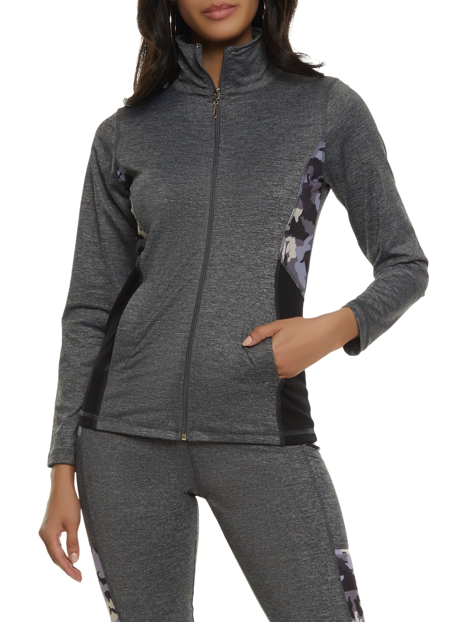 Color Block Camo Detail Track Jacket sold by Rainbow