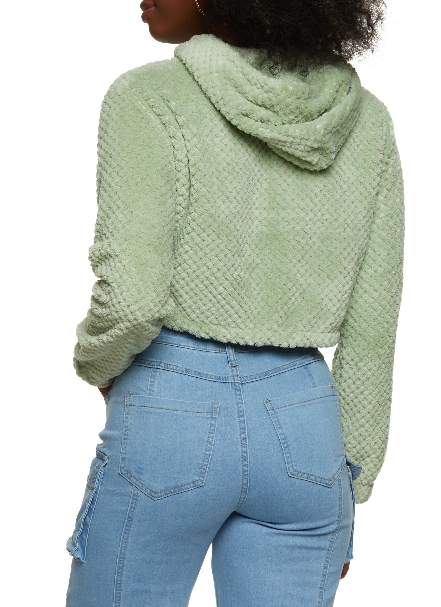 Quilted Plush Zip Front Hoodie sold by Rainbow product image thumbnail 2