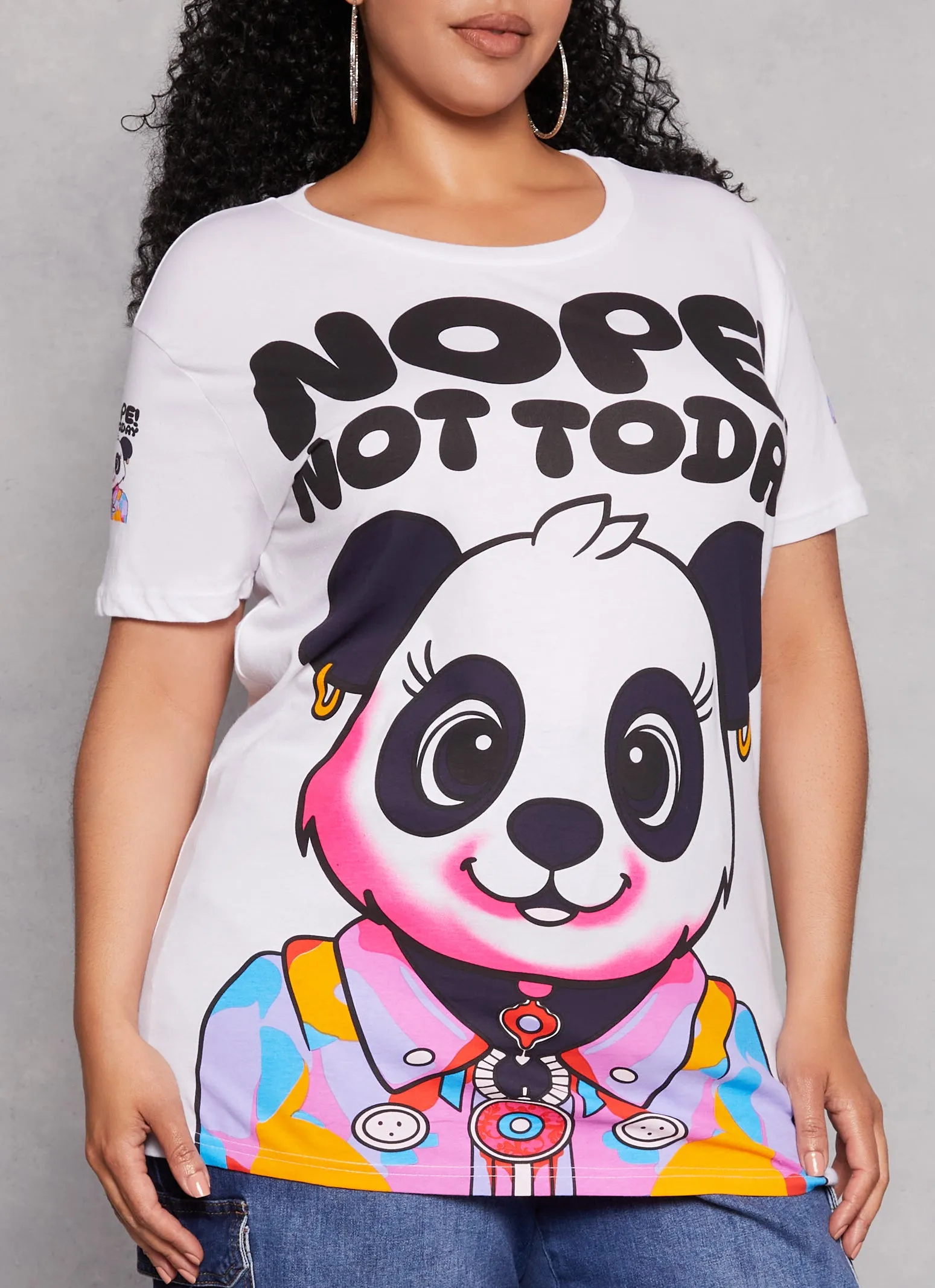 Plus Size Nope Not Today Panda Graphic Tee sold by Rainbow