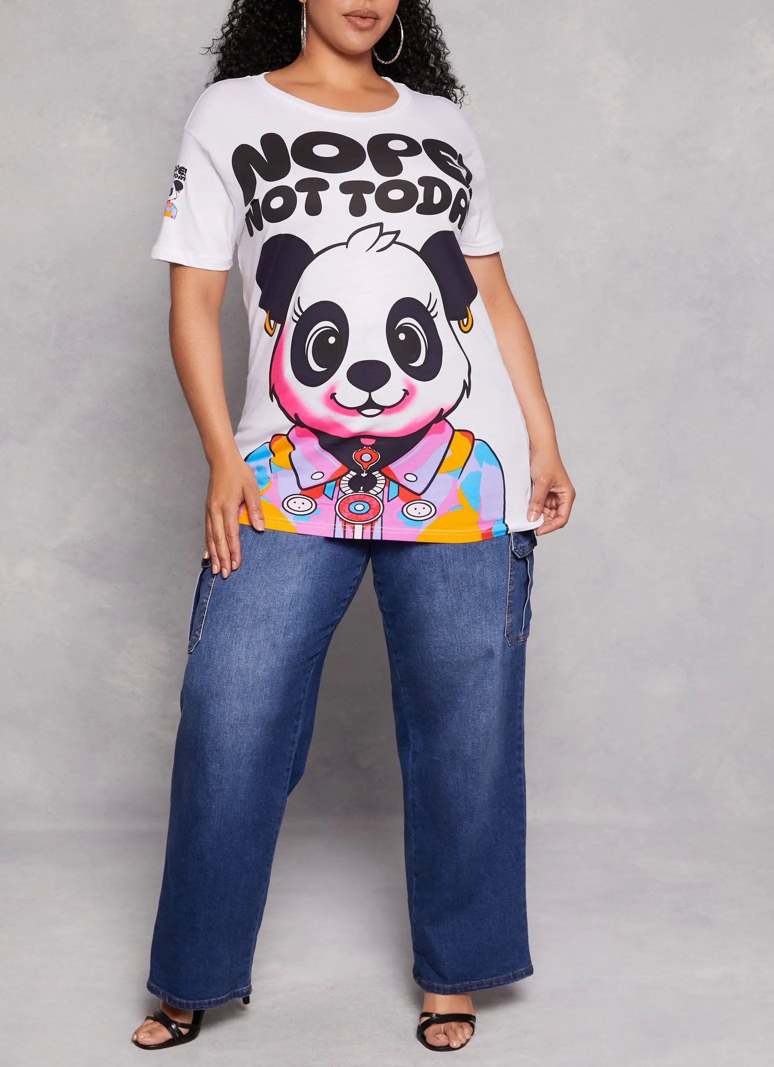 Plus Size Nope Not Today Panda Graphic Tee sold by Rainbow product image thumbnail 2
