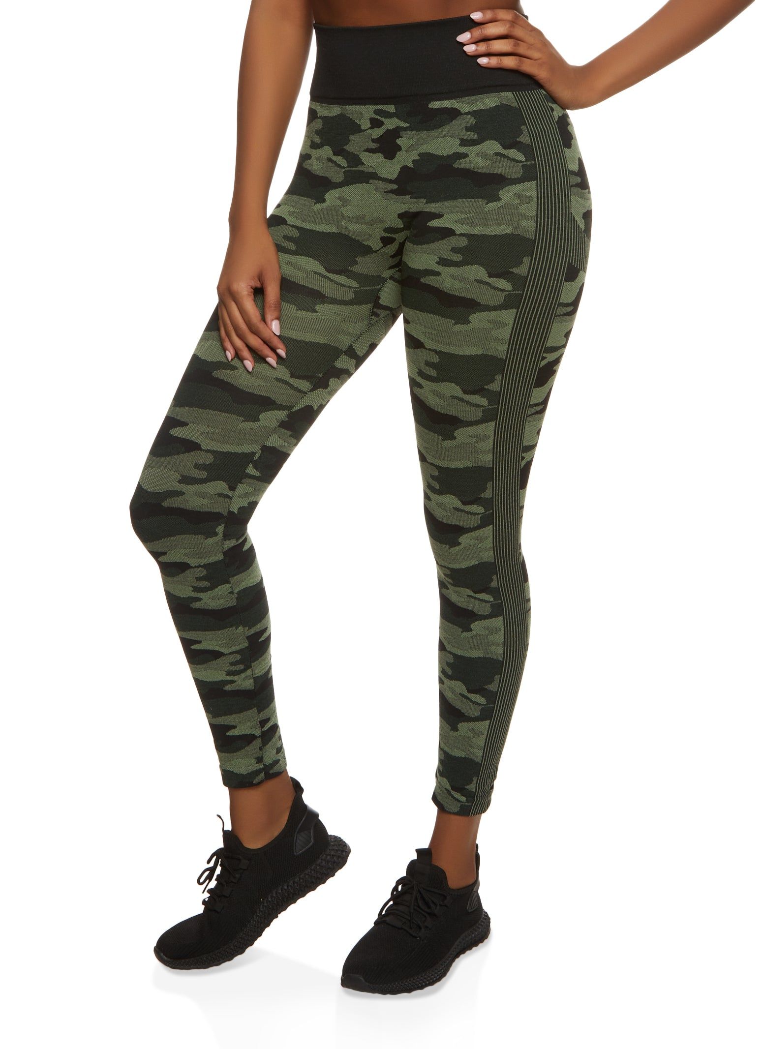 Camo Side Stripe High Waisted Leggings sold by Rainbow