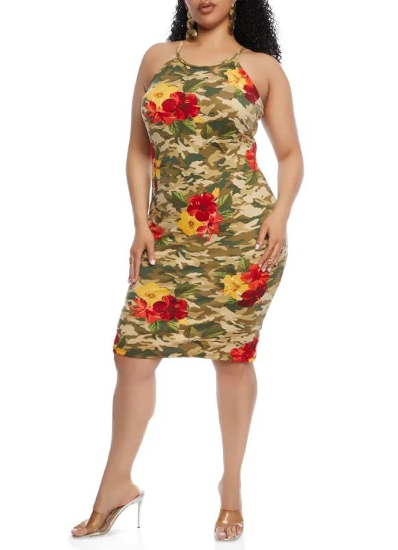 Plus Size Mixed Print Tank Midi Dress sold by Rainbow