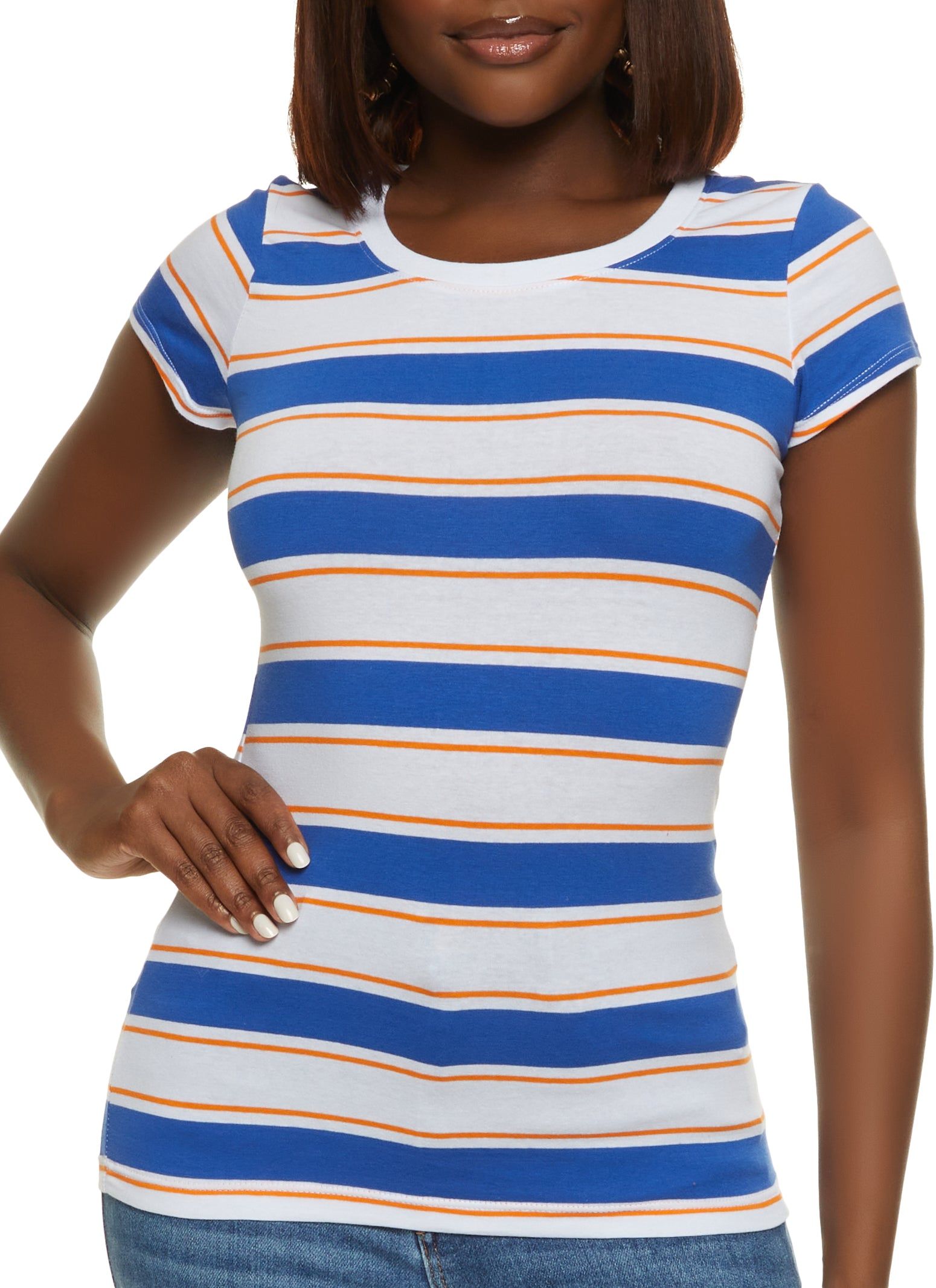 Basic Striped Crew Neck Tee sold by Rainbow