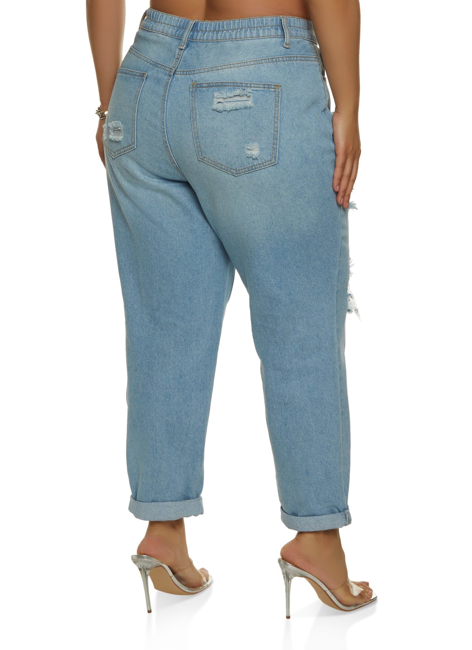 Plus Size WAX Rip and Repair Mom Jeans sold by Rainbow product image thumbnail 3
