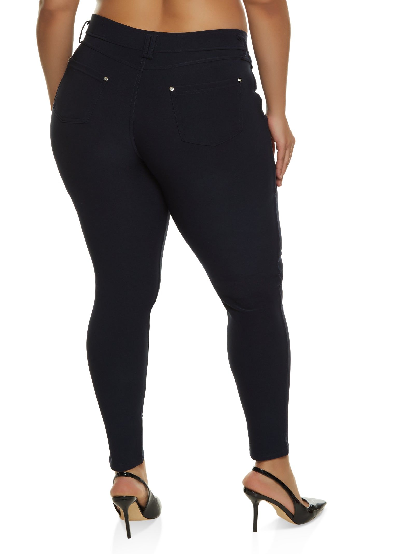 Plus Size Three Rhinestone Faux Button Pants sold by Rainbow product image thumbnail 2