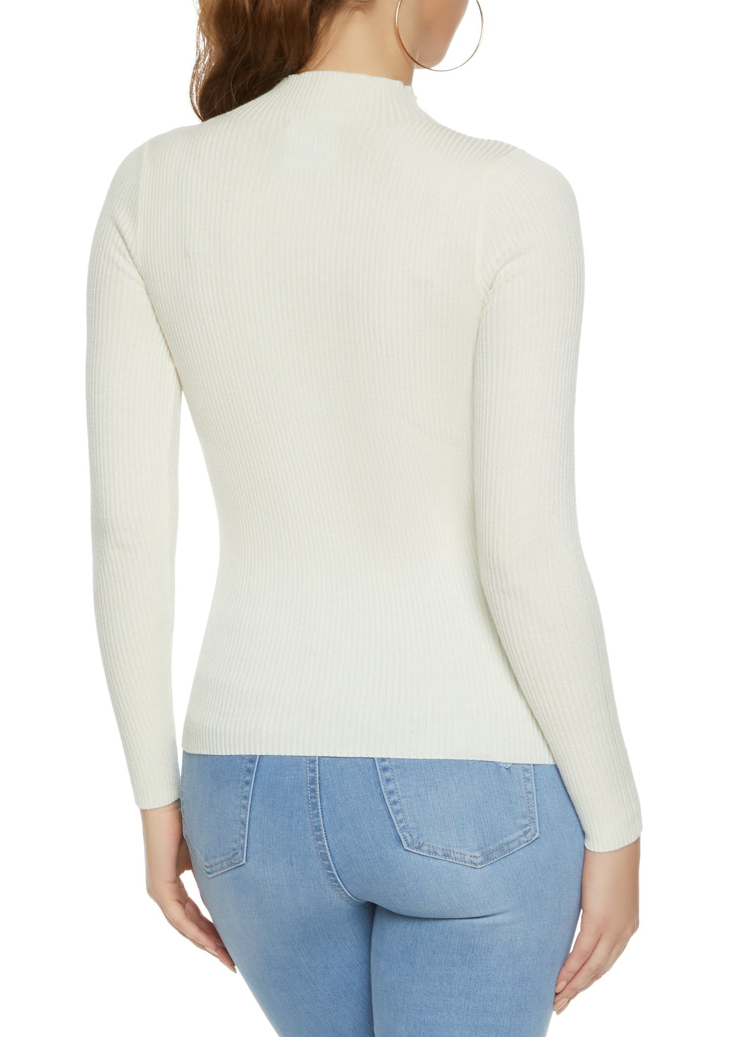 Faux Button Trim High Neck Sweater sold by Rainbow product image thumbnail 2