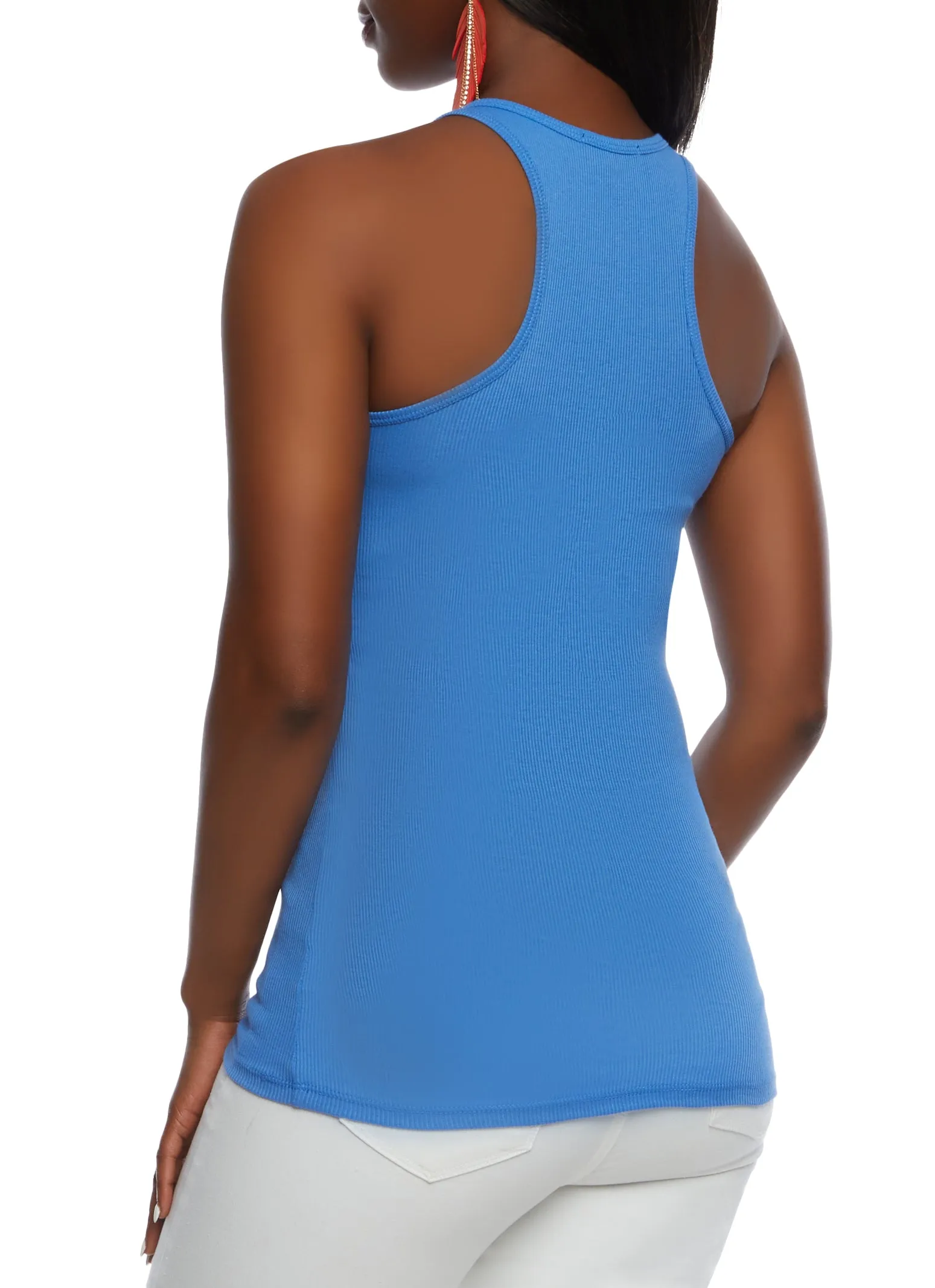 Solid Racerback Ribbed Knit Tank Top sold by Rainbow product image thumbnail 3