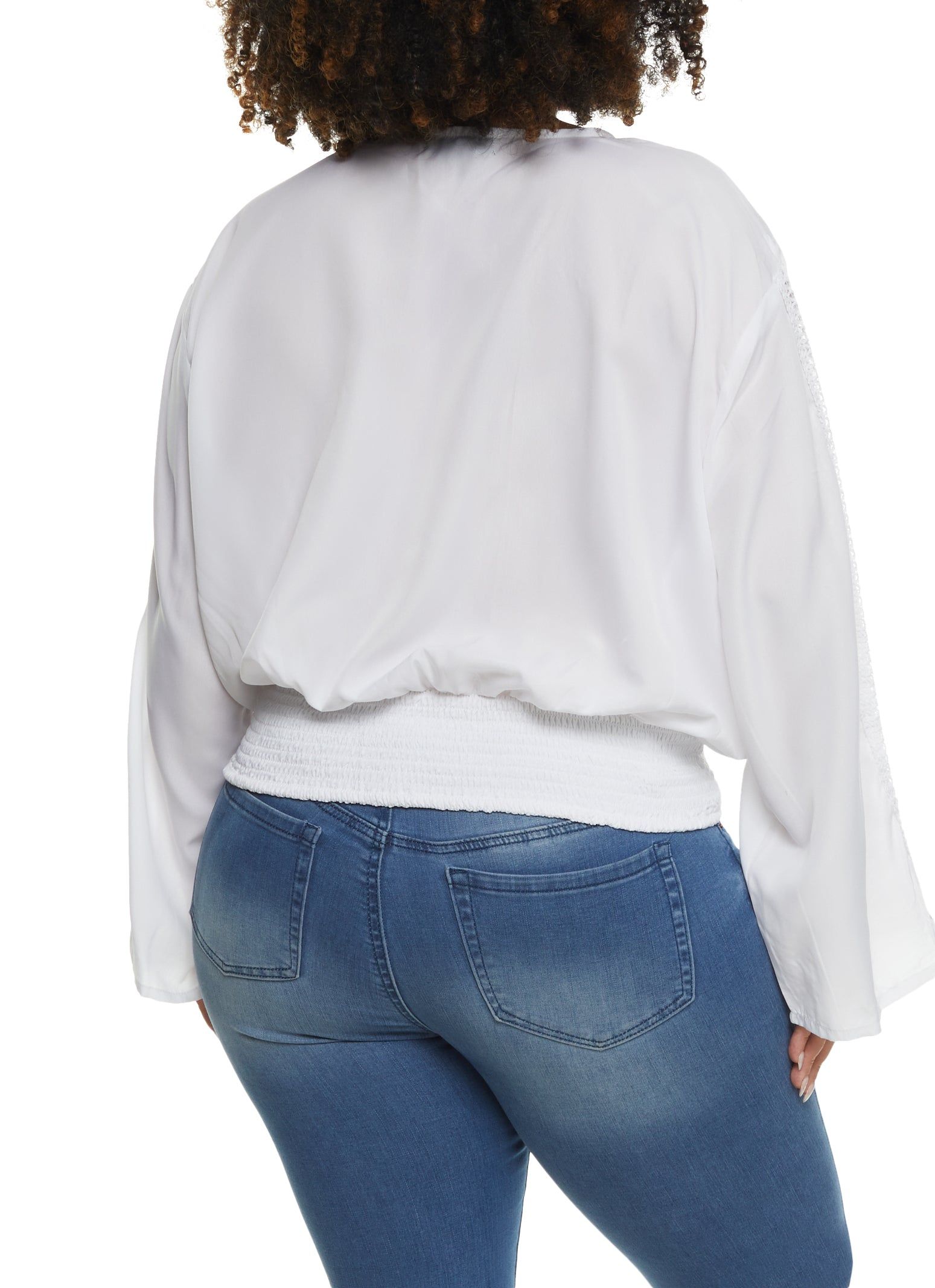 Plus Size Bell Sleeve V Neck Crochet Top sold by Rainbow product image thumbnail 2