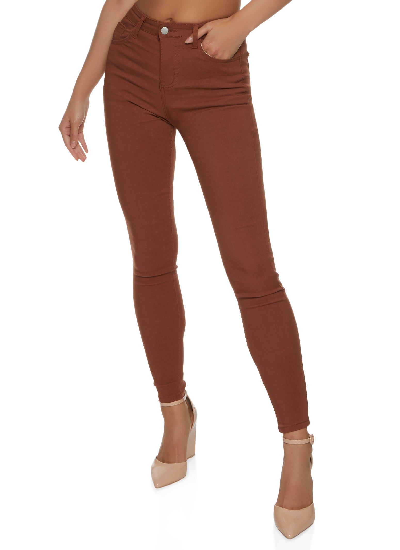 Solid High Waist Skinny Jeans sold by Rainbow