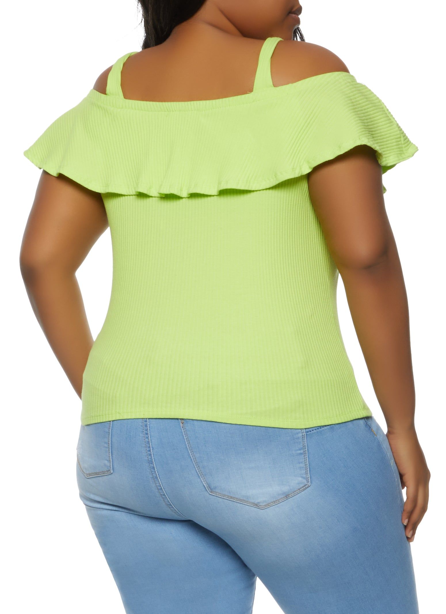 Plus Size Rib Knit Cold Shoulder Top sold by Rainbow product image thumbnail 2