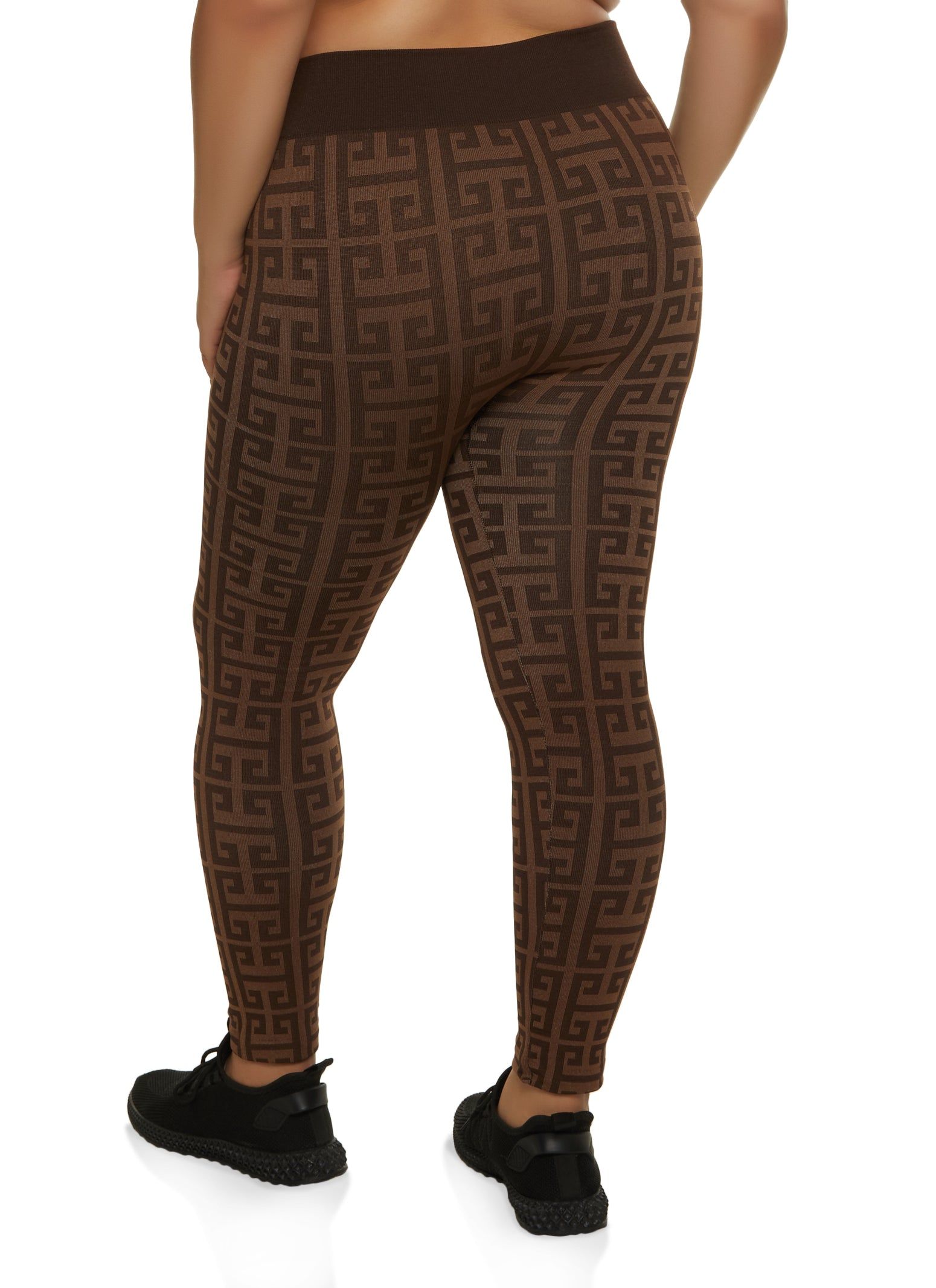 Plus Size Compression Rib Seamless Greek Key Leggings sold by Rainbow product image thumbnail 2