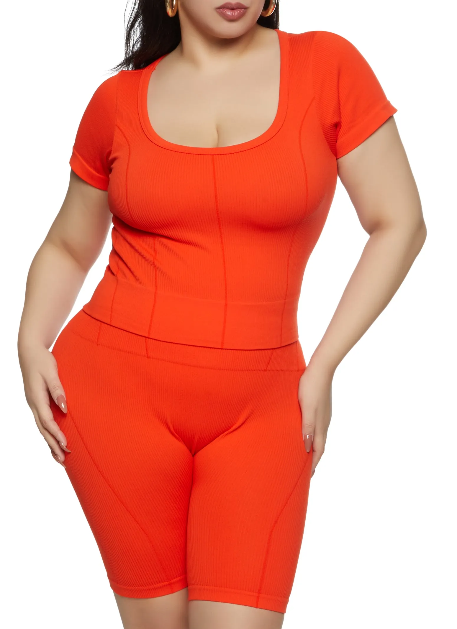 Plus Size Seamless Ribbed Short Sleeve Top sold by Rainbow product image thumbnail 2