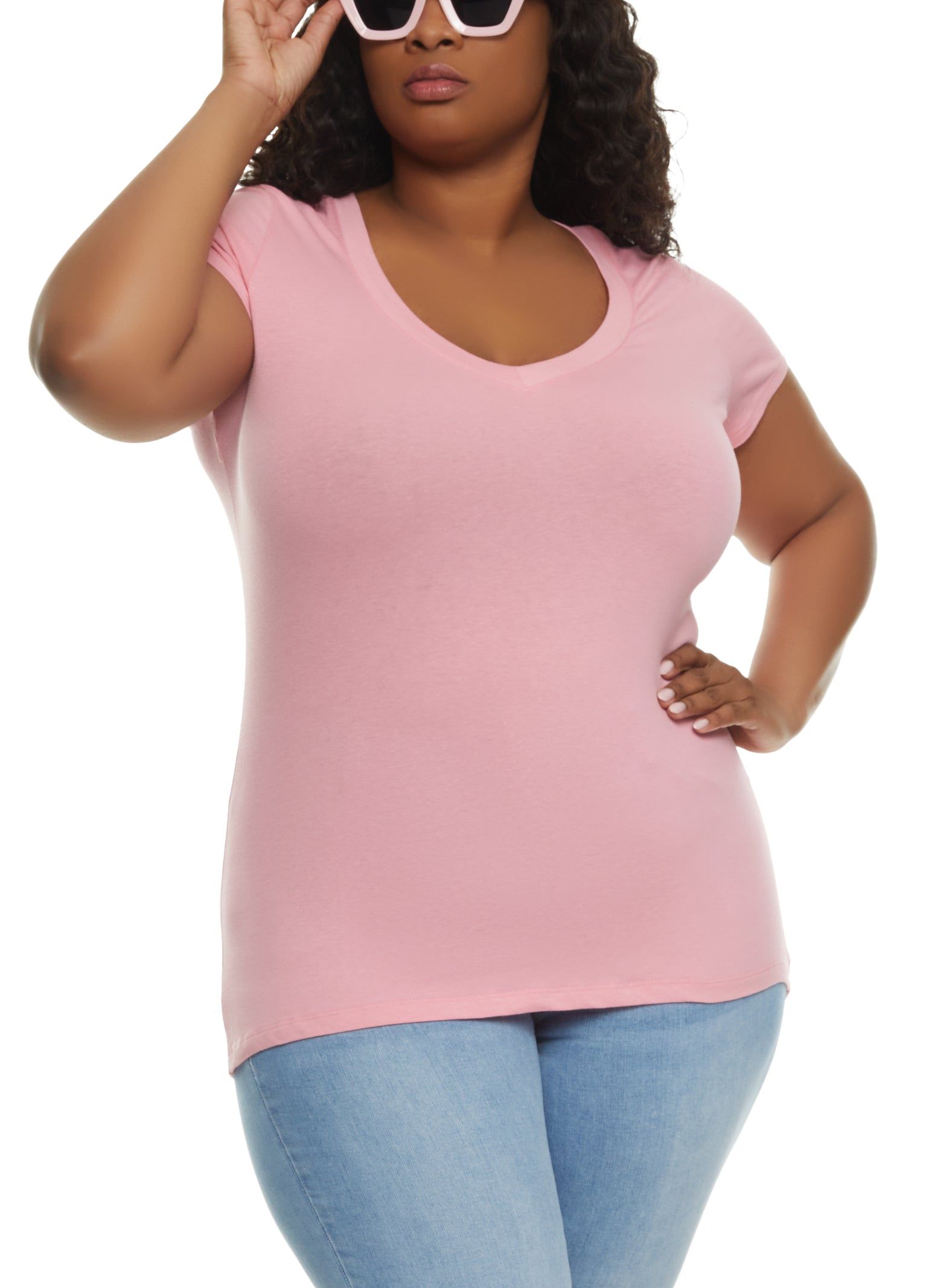 Plus Size V Neck Tee sold by Rainbow