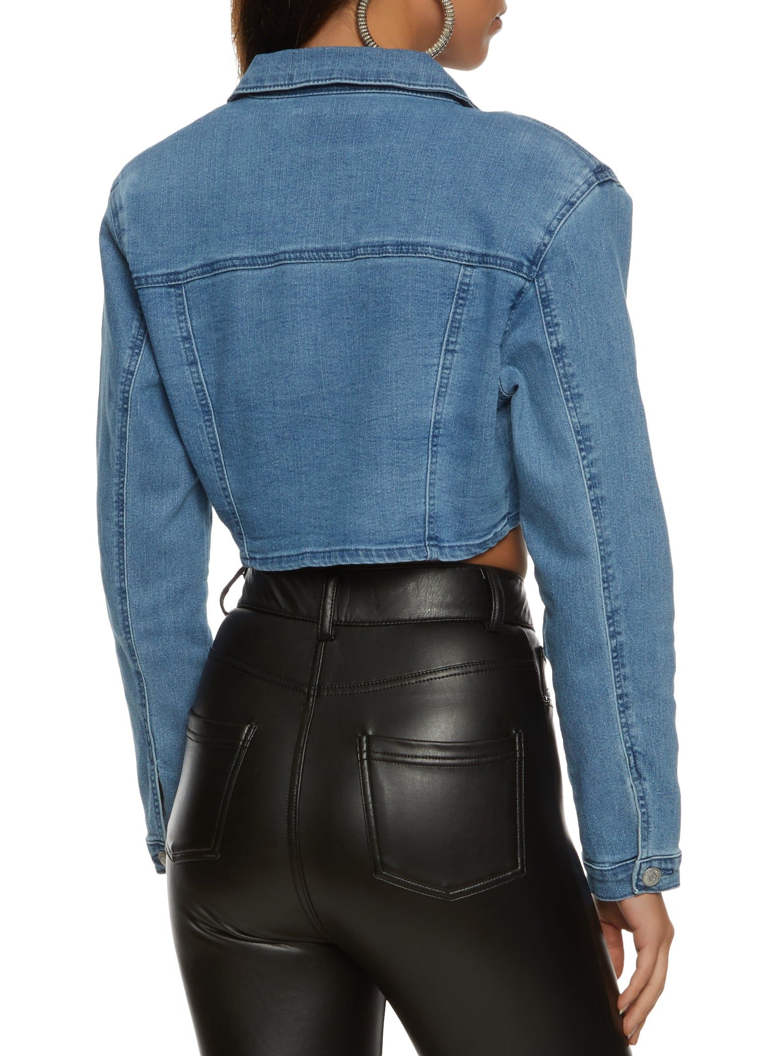 Open Front Cropped Denim Jacket sold by Rainbow product image thumbnail 2