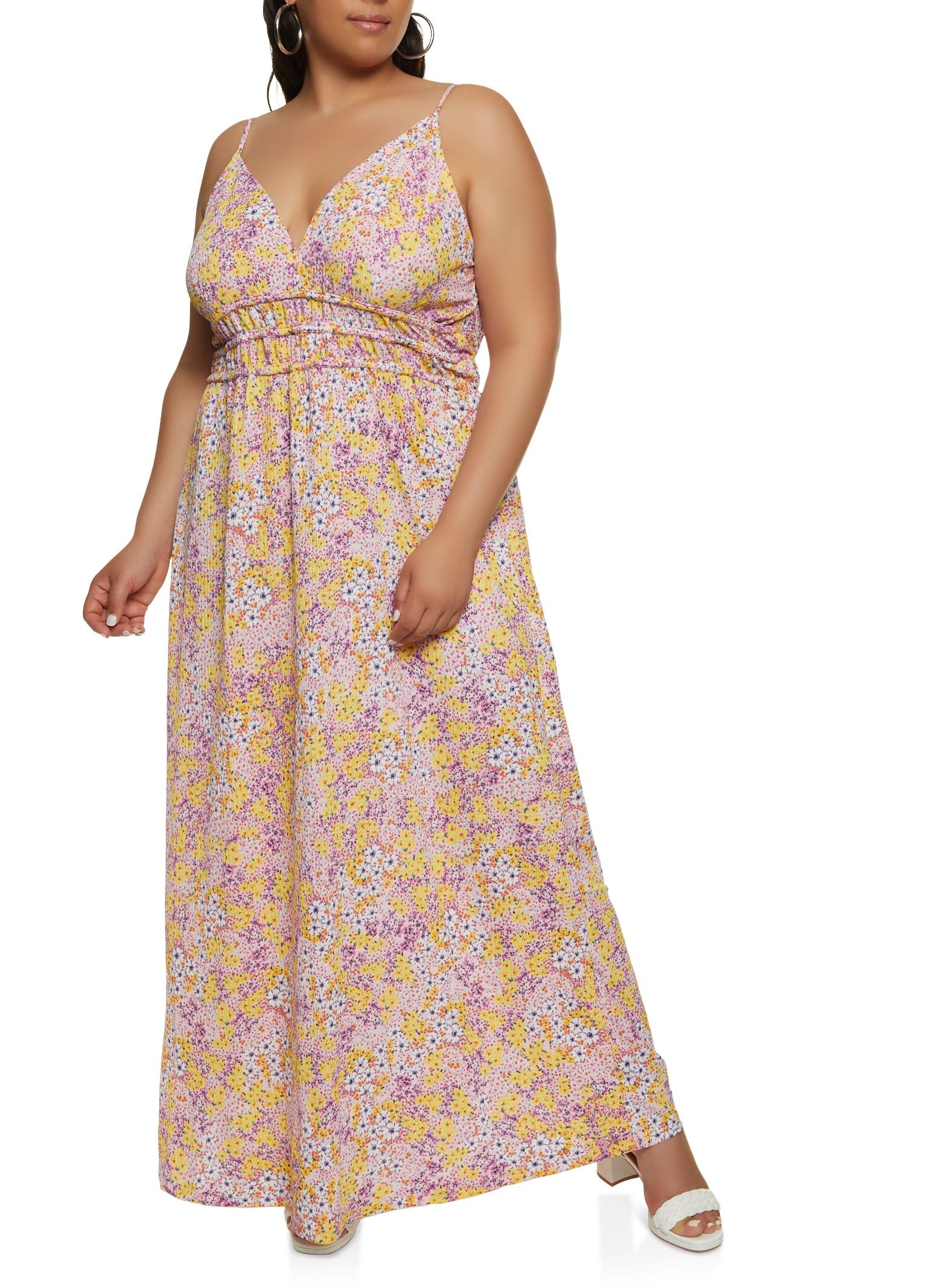 Plus Size Floral Ruched Waist Maxi Dress sold by Rainbow product image thumbnail 2