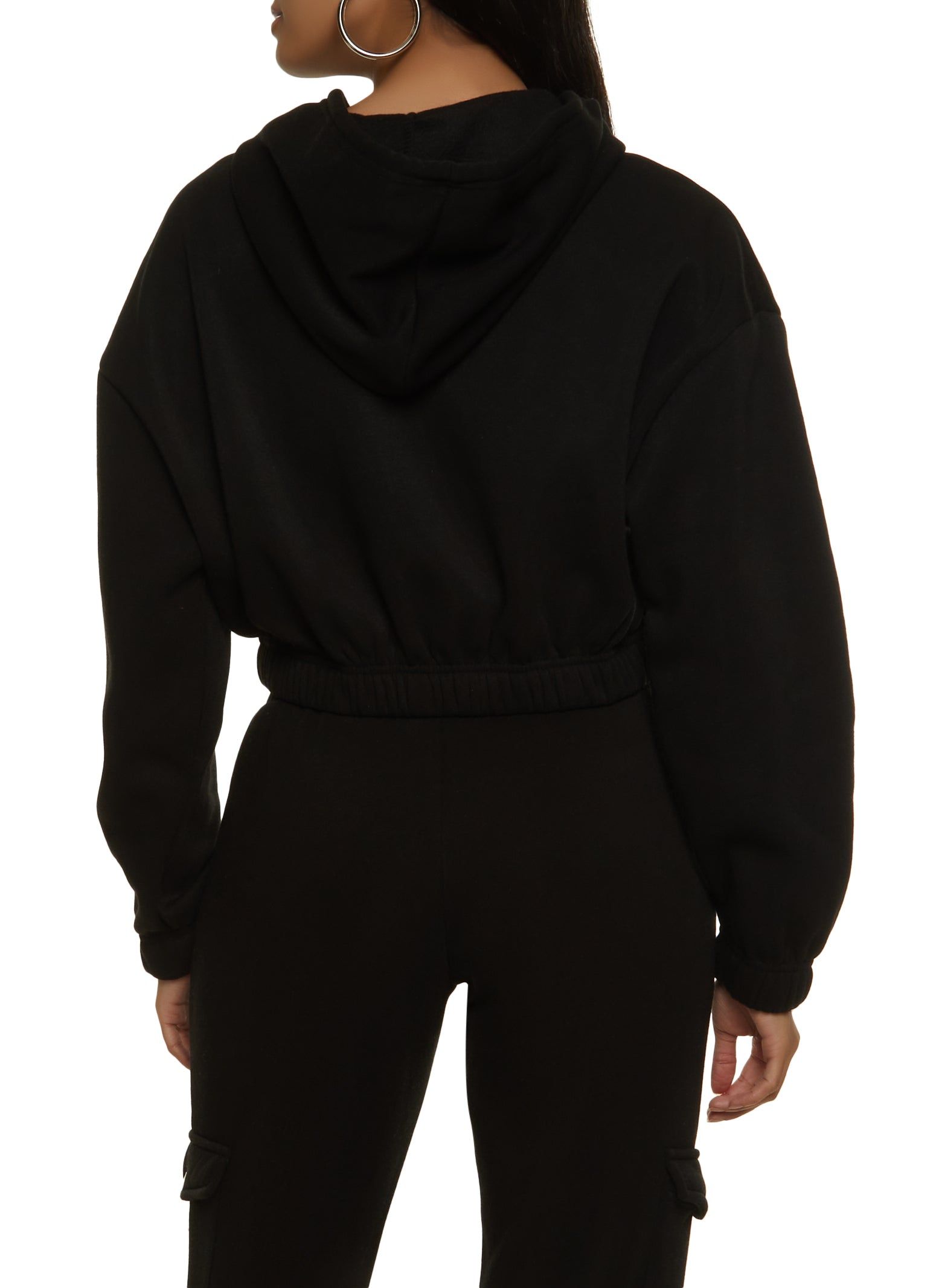 Zip Front Cargo Pocket Cropped Hoodie sold by Rainbow product image thumbnail 3
