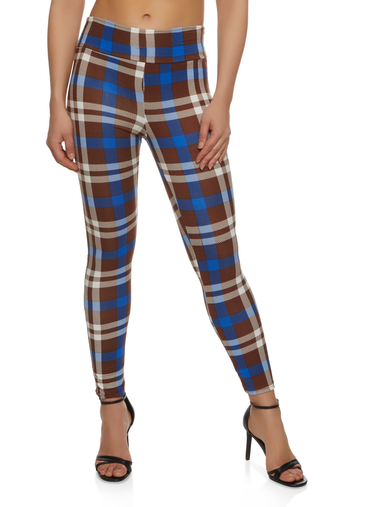 Plaid High Waisted Pull On Dress Pants sold by Rainbow