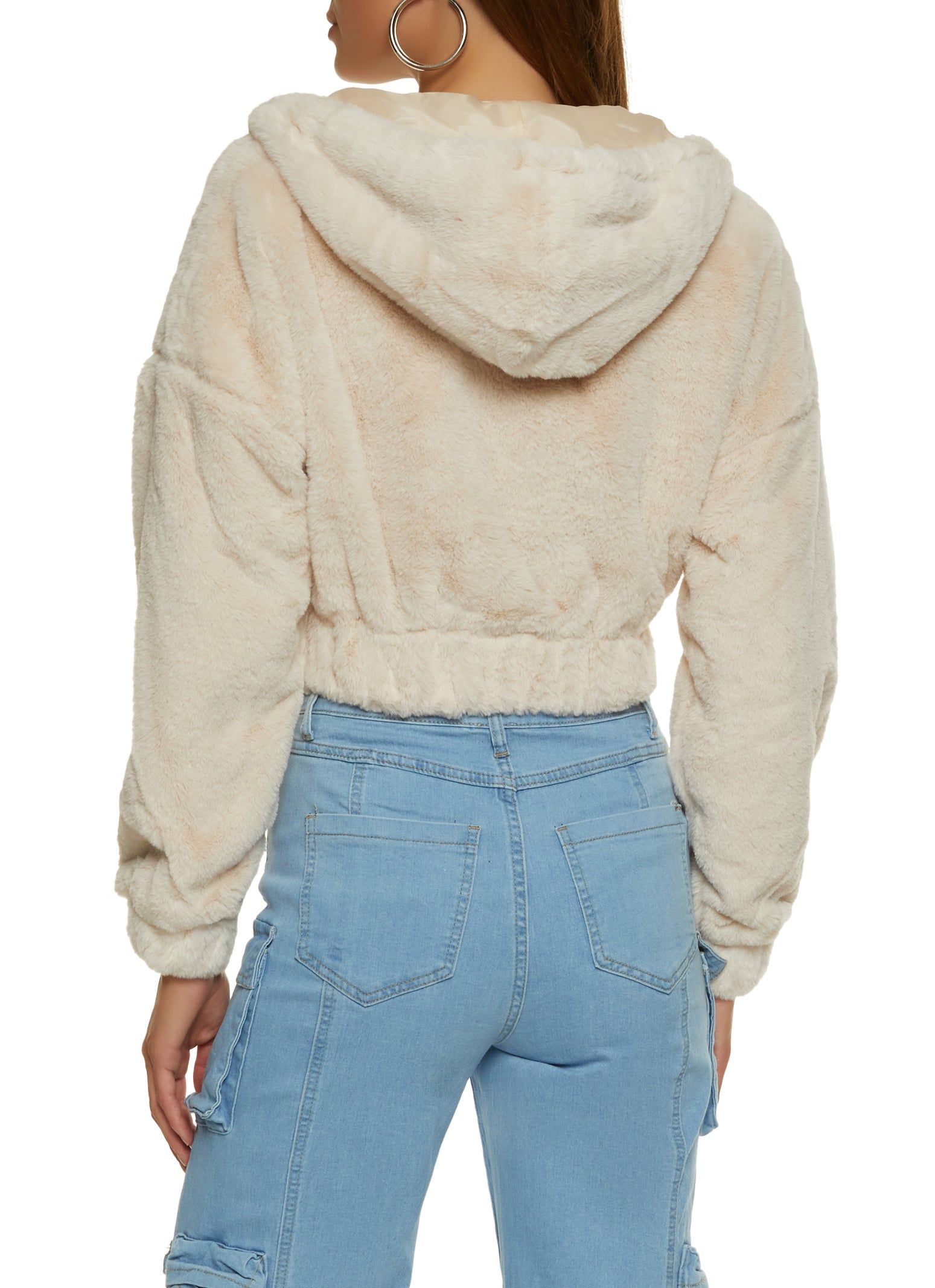 Solid Faux Fur Hooded Jacket sold by Rainbow product image thumbnail 2