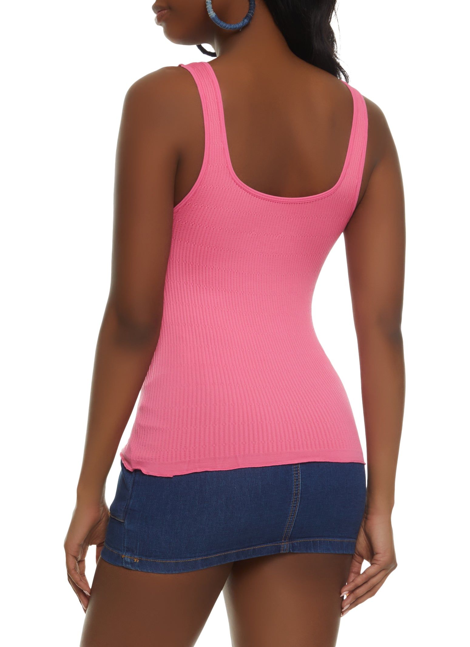 Seamless Ribbed Knit Lettuce Edge Tank Top sold by Rainbow product image thumbnail 2