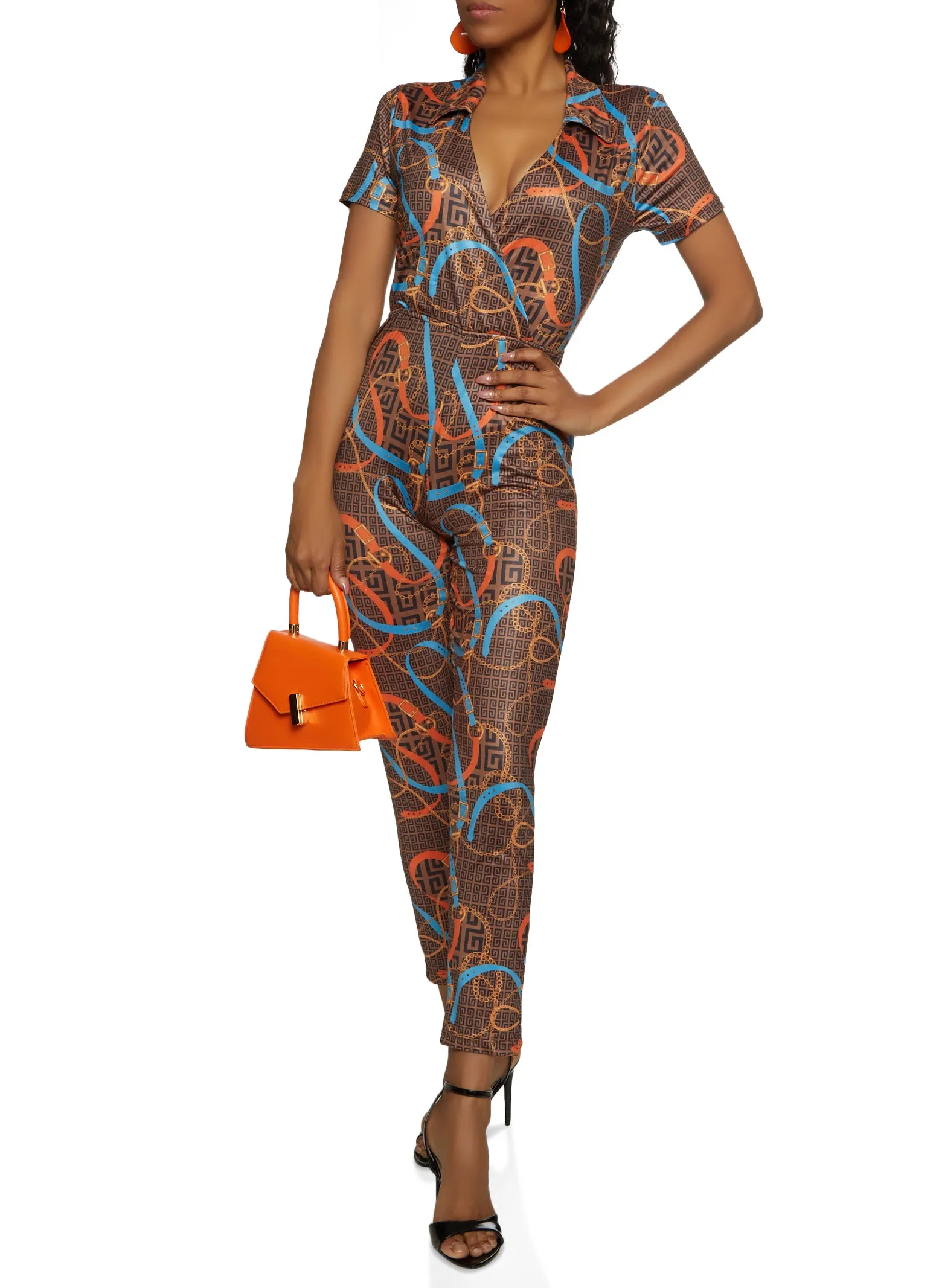 Printed Short Sleeve Jumpsuit sold by Rainbow