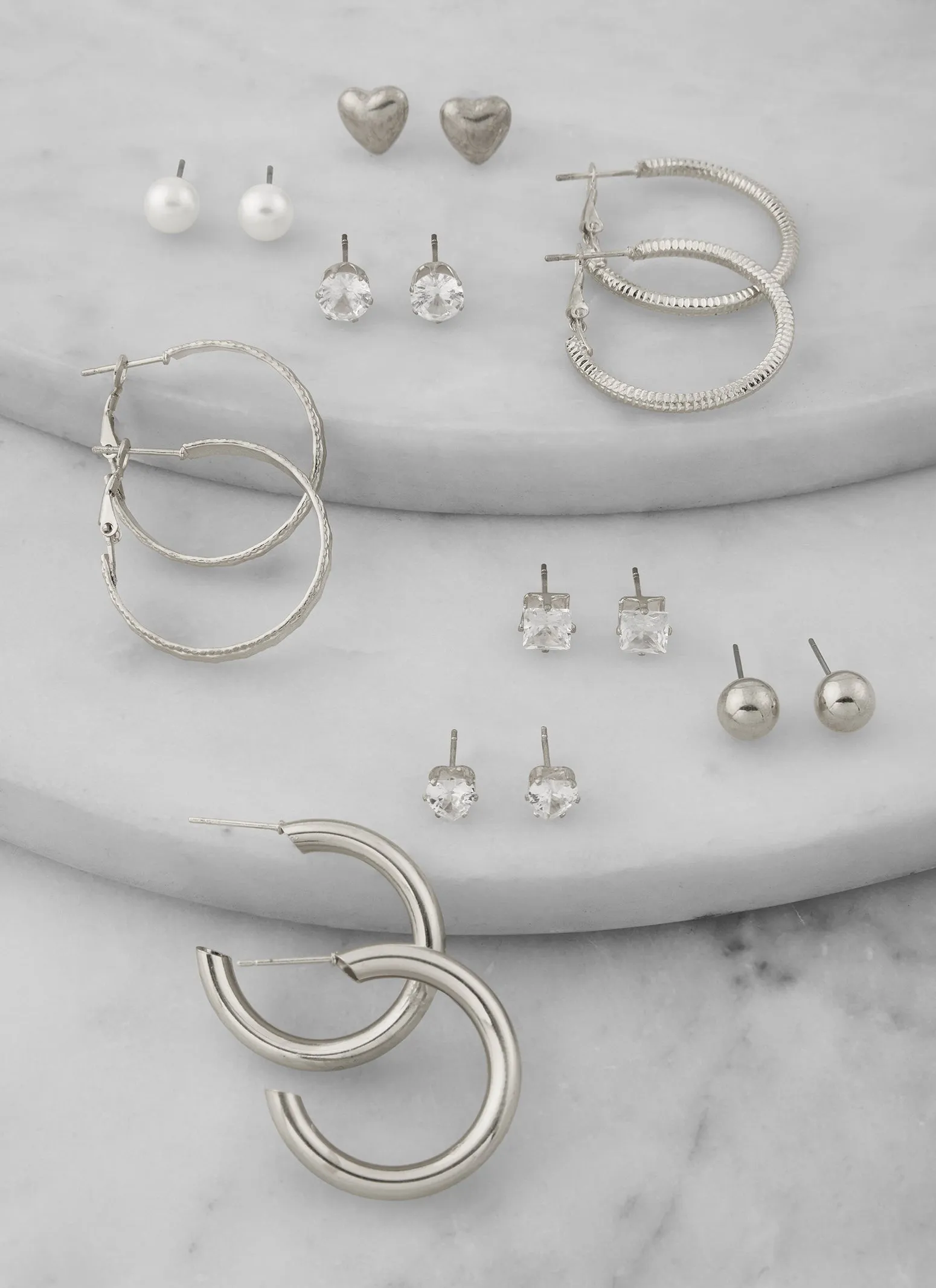 Assorted Cubic Zirconia Stud and Hoop Earring Set sold by Rainbow