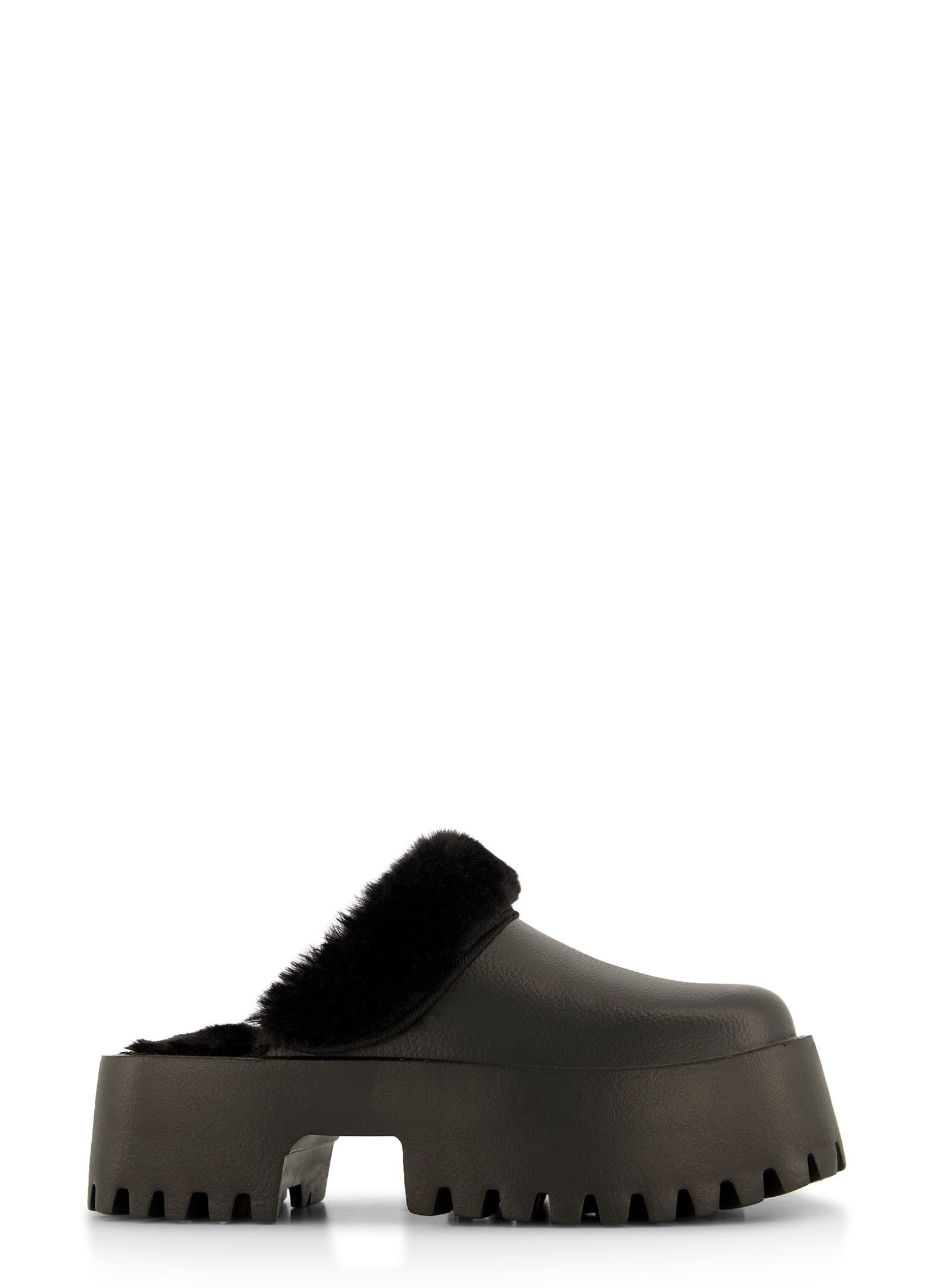 Lug Sole Fur Trim Platform Slide Clogs sold by Rainbow product image thumbnail 2