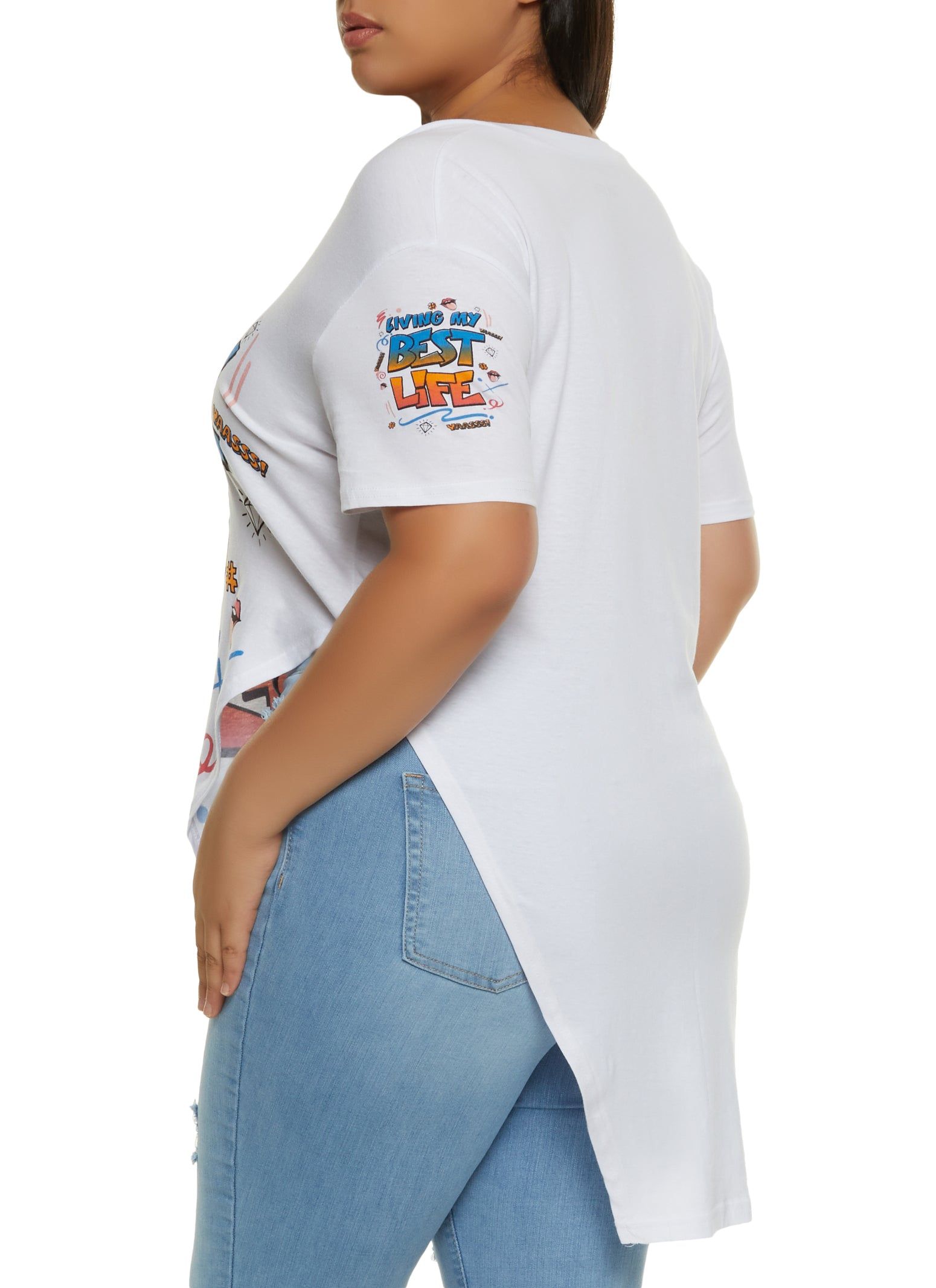 Plus Size Living My Best Life Hanky Hem Graphic Tee sold by Rainbow product image thumbnail 2