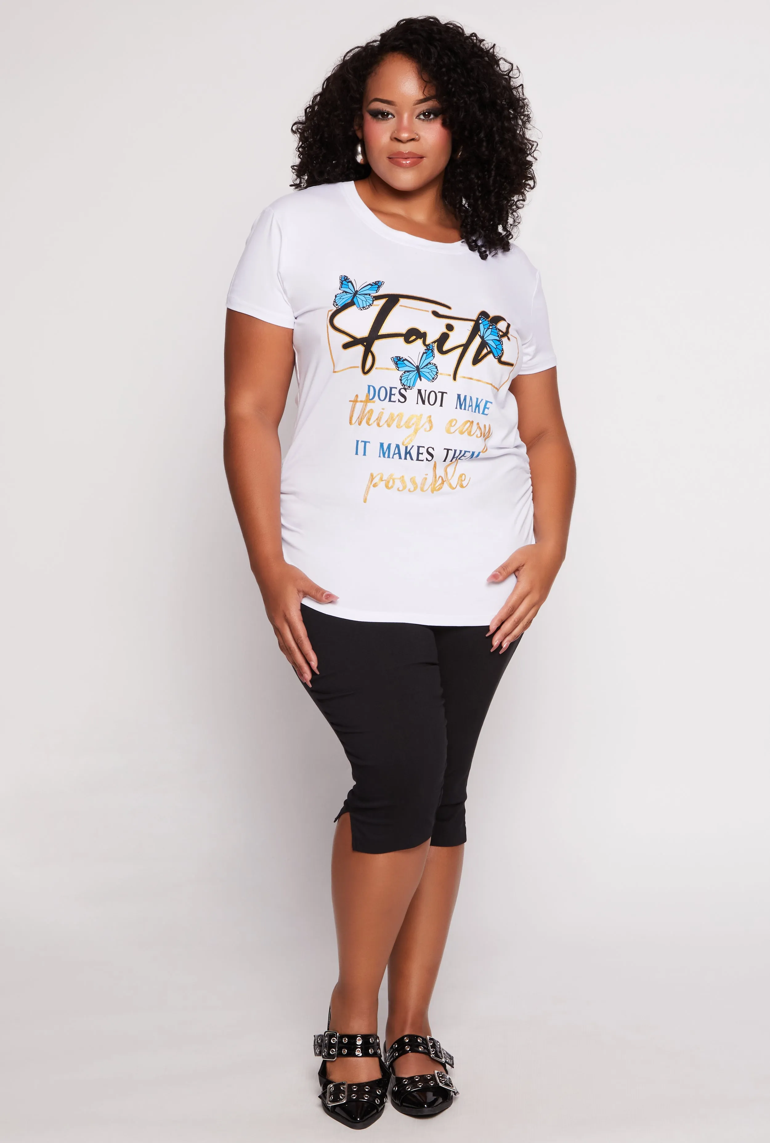 Plus Size Faith Ruched Graphic T Shirt sold by Rainbow product image thumbnail 2