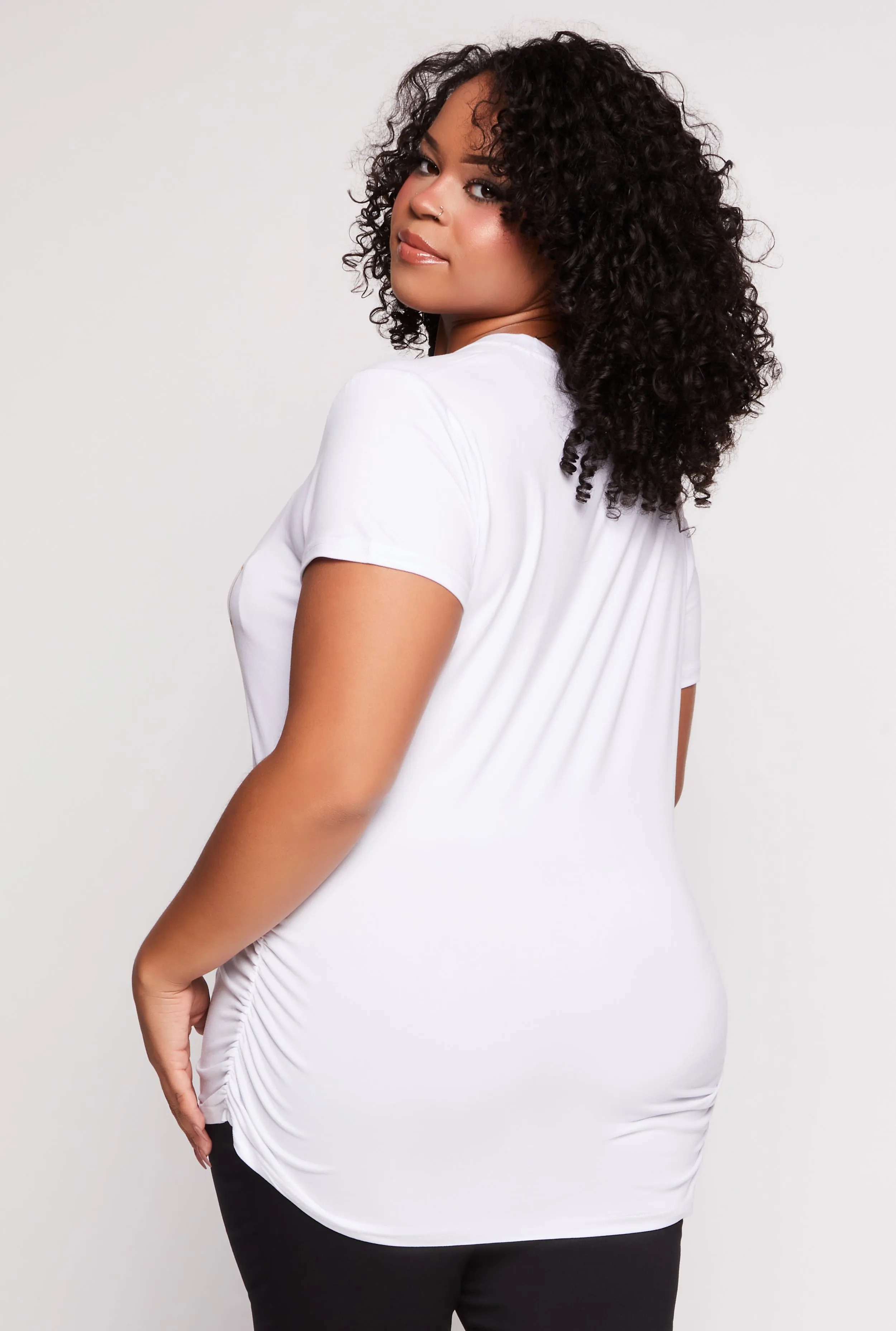 Plus Size Faith Ruched Graphic T Shirt sold by Rainbow product image thumbnail 3