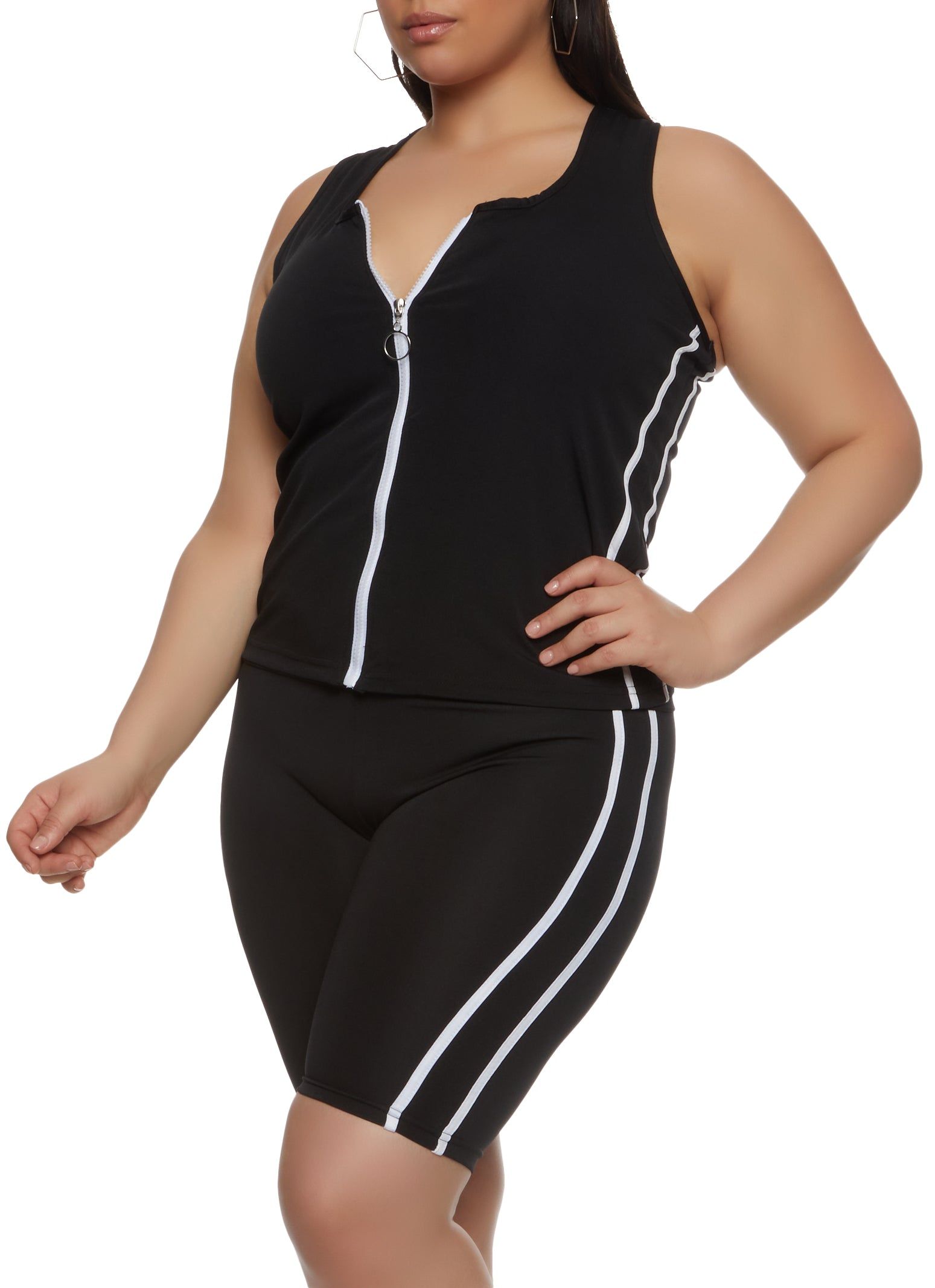 Plus Size Varsity Stripe Zip Front Tank Top sold by Rainbow product image thumbnail 2