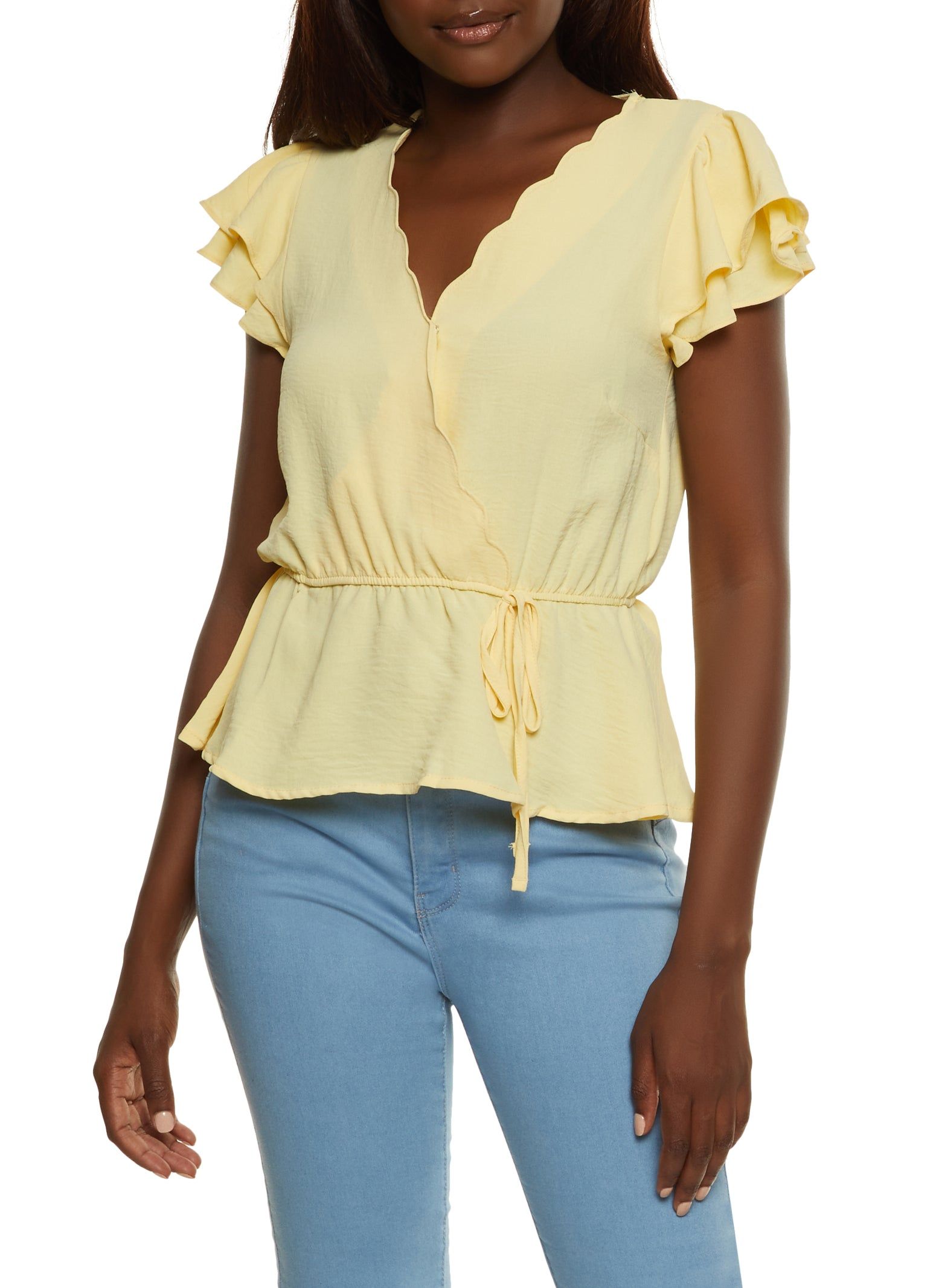 Scalloped Wrap Top sold by Rainbow