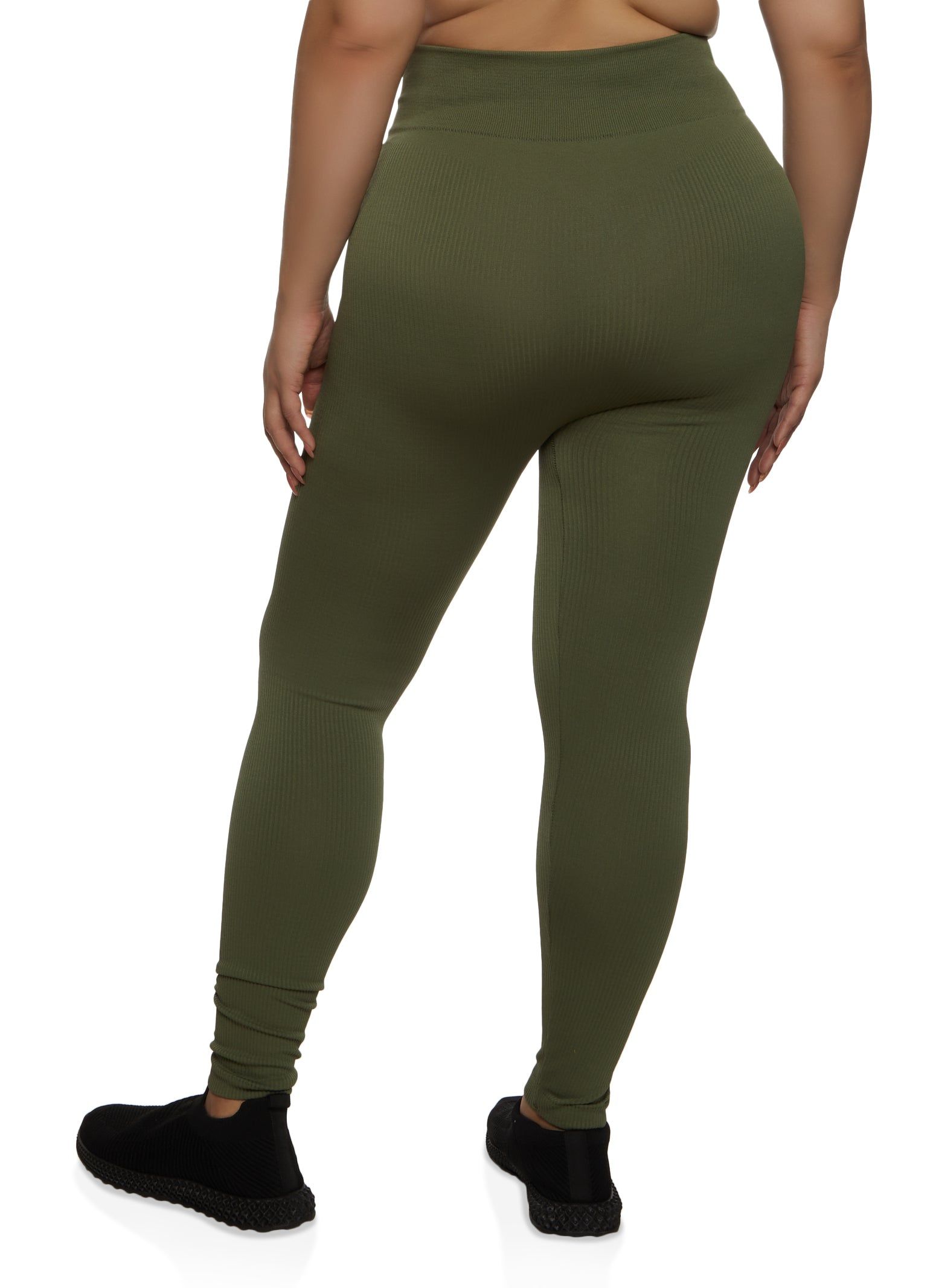 Plus Size Seamless Ribbed Faux Drawstring Leggings sold by Rainbow product image thumbnail 2