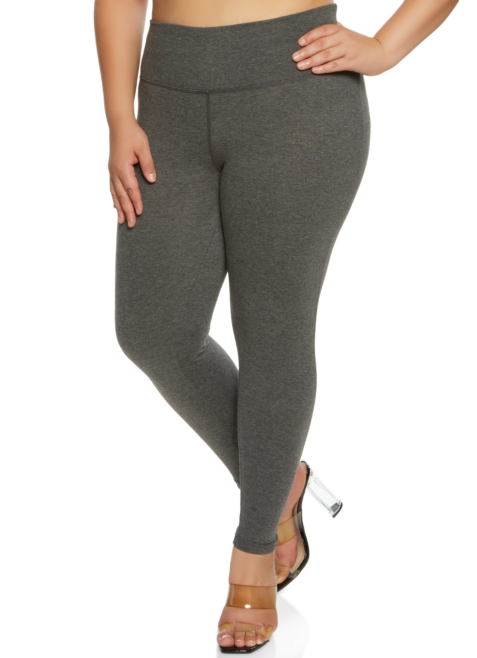 Plus Size Solid High Waist Leggings sold by Rainbow