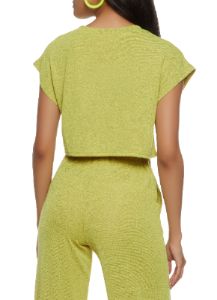 Daisy Brushed Knit Short Sleeve Crop Top sold by Rainbow