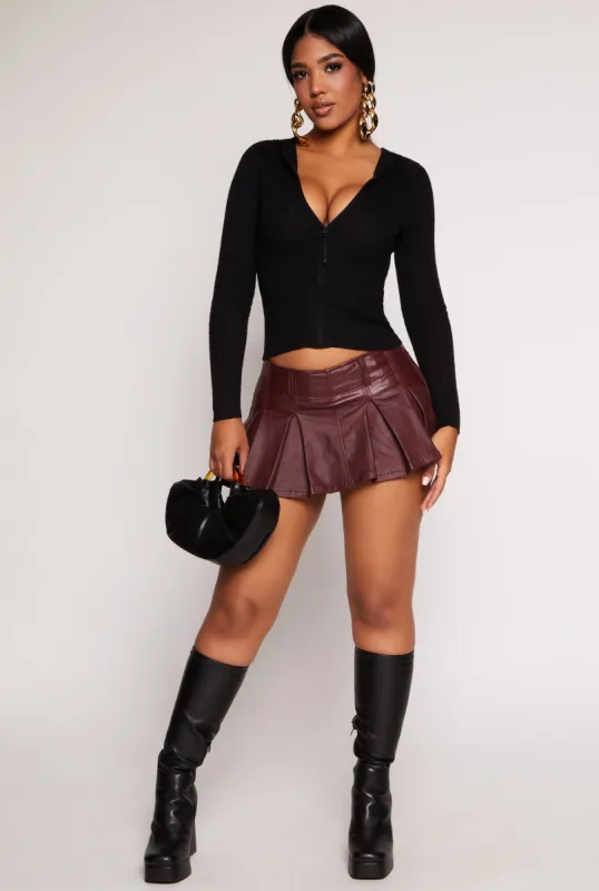 Leather Look Pleated Mini Skort sold by Rainbow