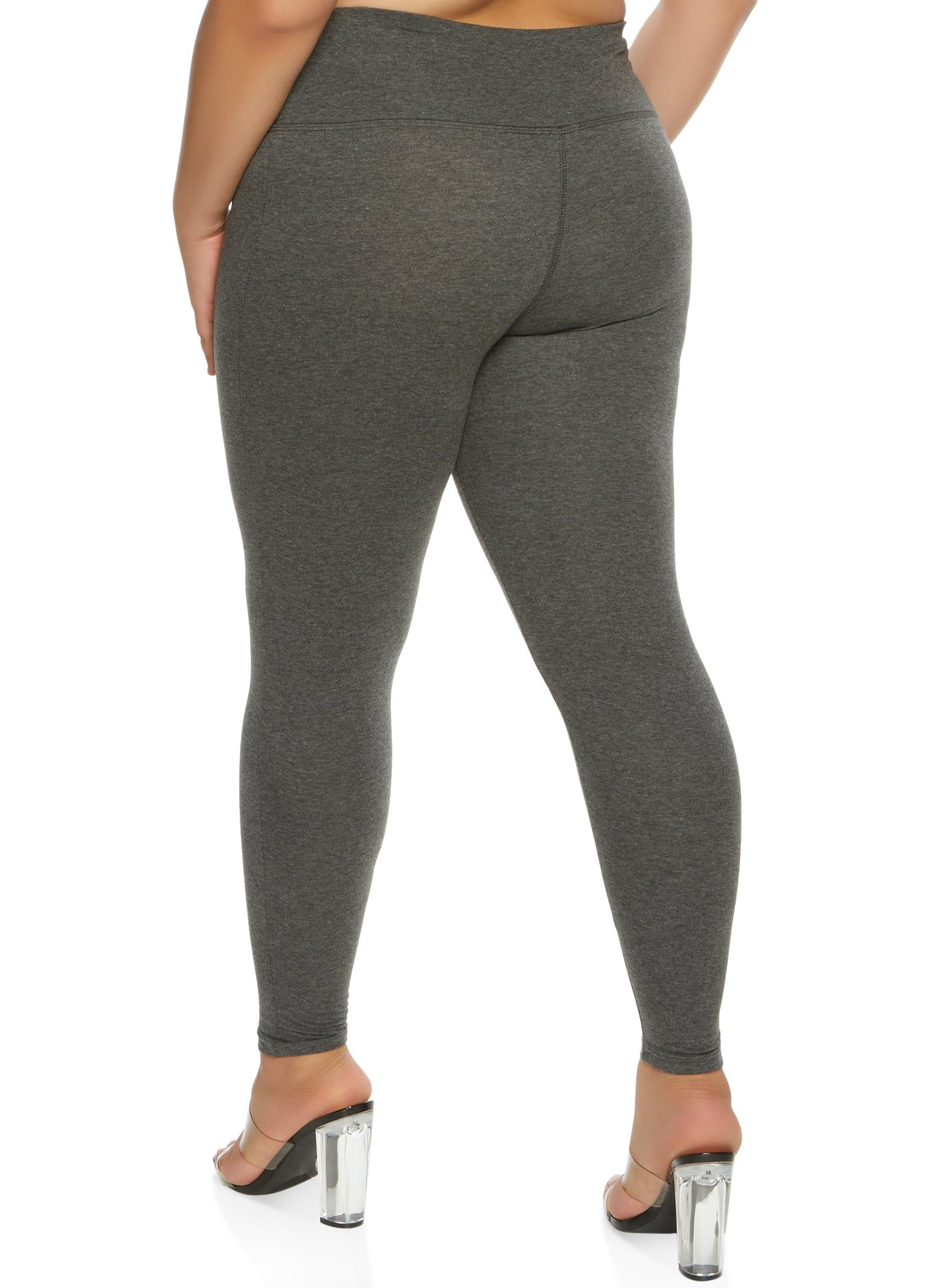 Plus Size Solid High Waist Leggings sold by Rainbow product image thumbnail 2