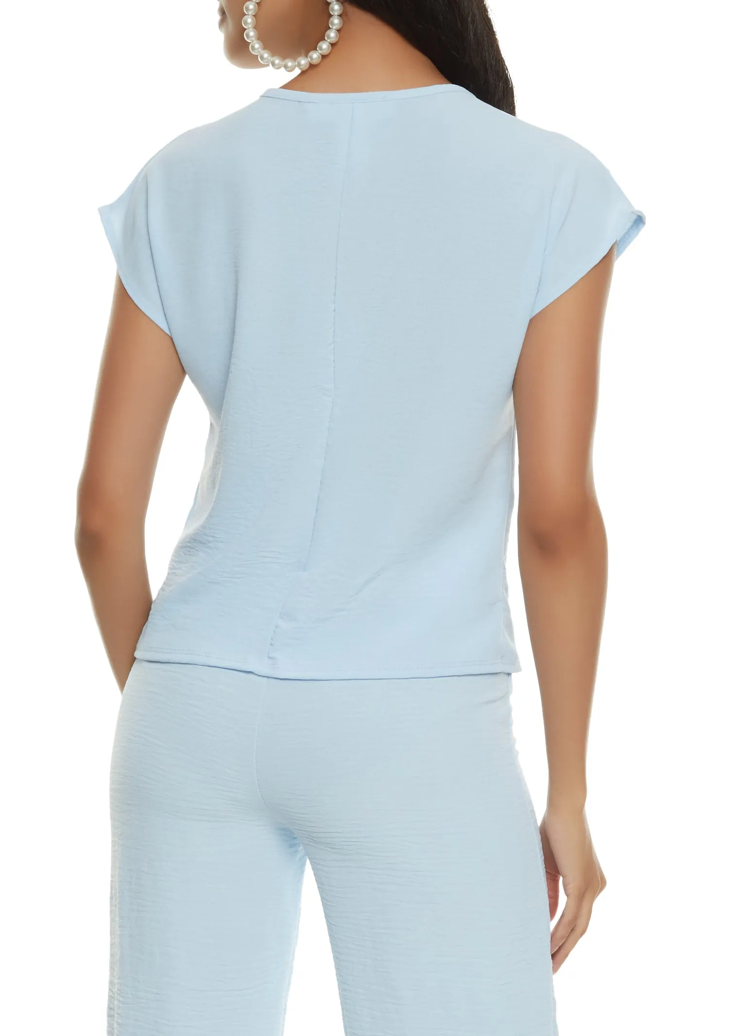 Solid Crepe Knit Crew Neck Top sold by Rainbow product image thumbnail 3