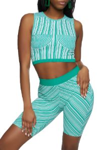 Seamless Striped Cropped Tank Top sold by Rainbow