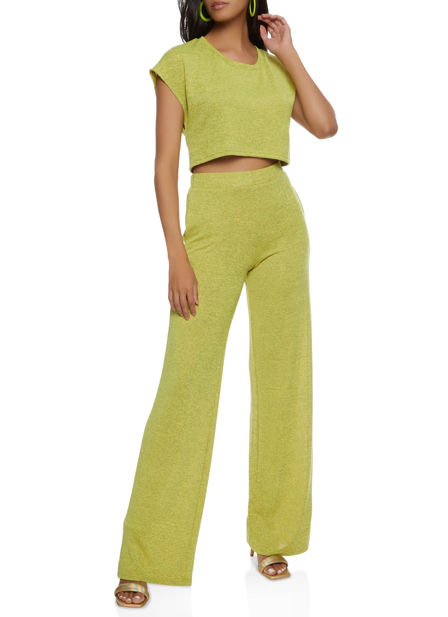 Daisy Brushed Knit Short Sleeve Crop Top sold by Rainbow product image thumbnail 2