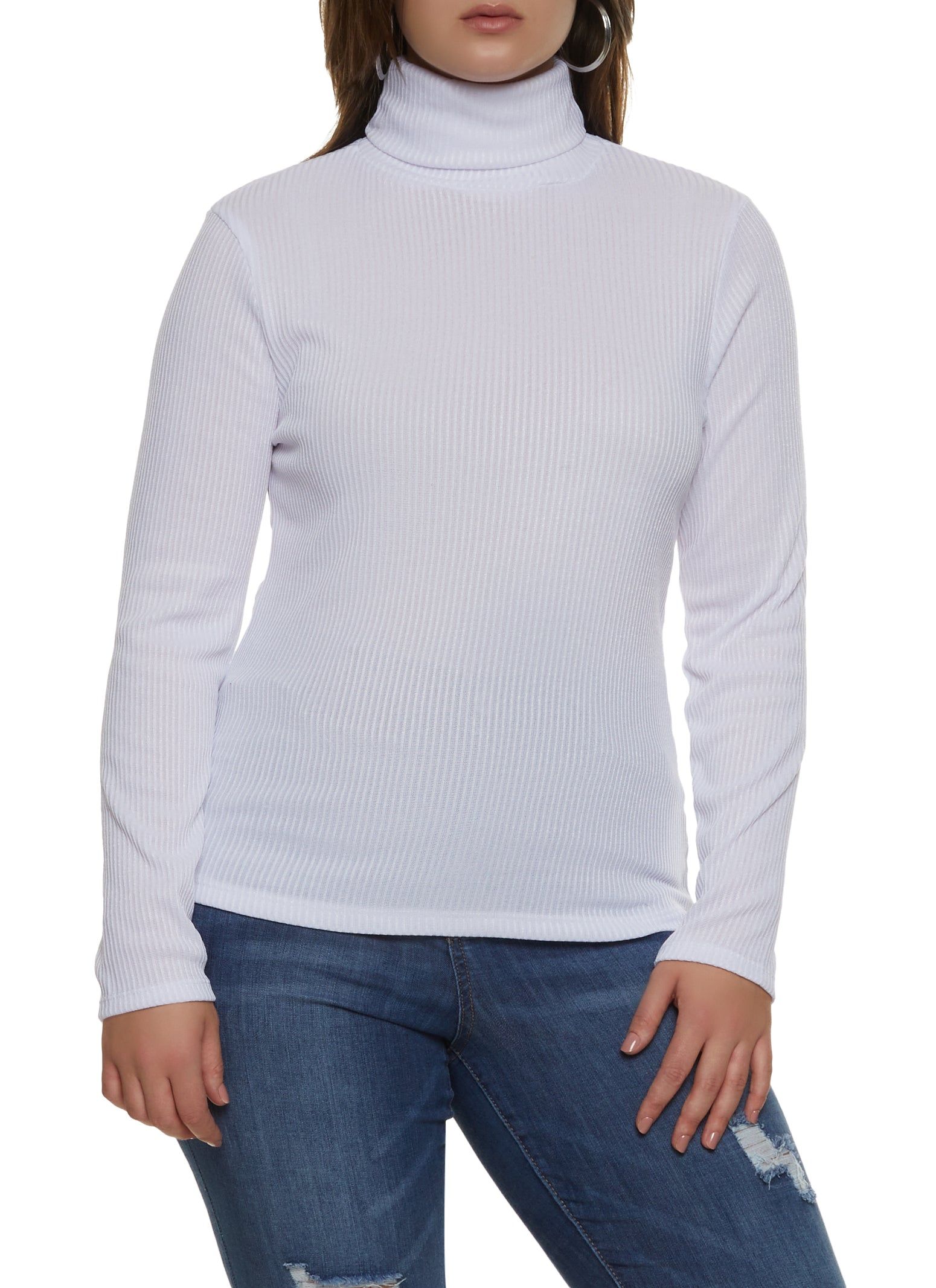 Plus Size Ribbed Turtleneck Top sold by Rainbow