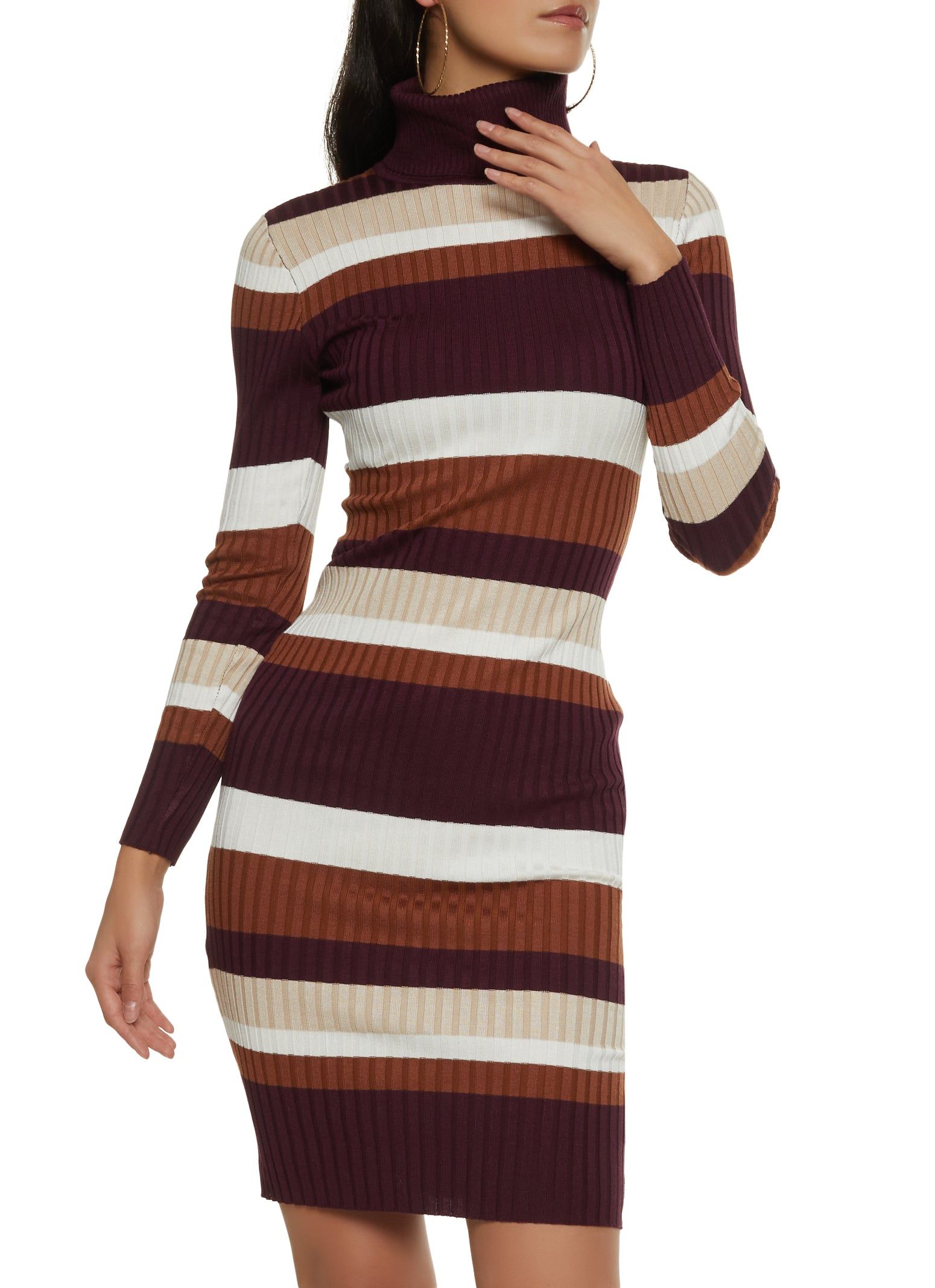 Striped Turtleneck Sweater Dress sold by Rainbow