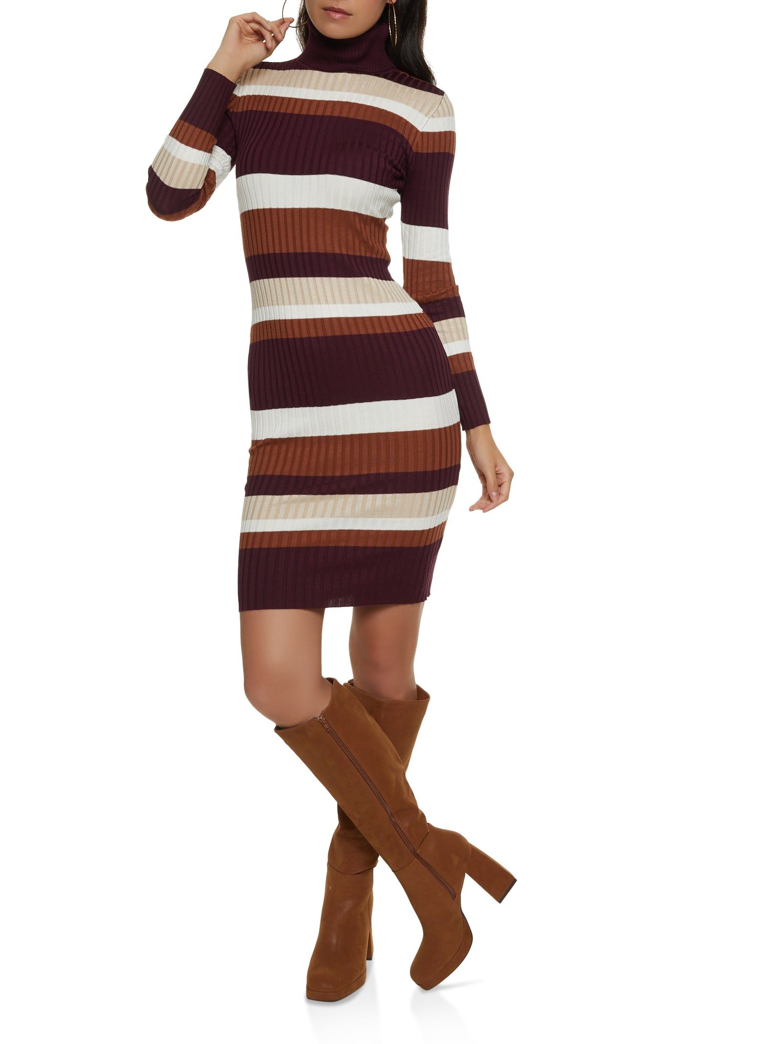 Striped Turtleneck Sweater Dress sold by Rainbow product image thumbnail 2