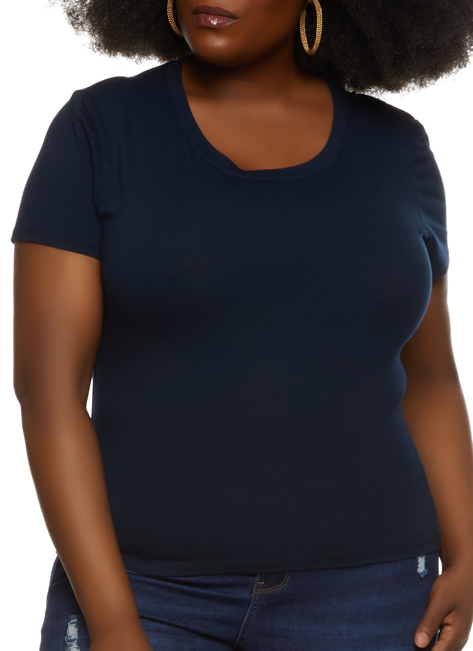 Plus Size Basic Crew Neck T Shirt sold by Rainbow