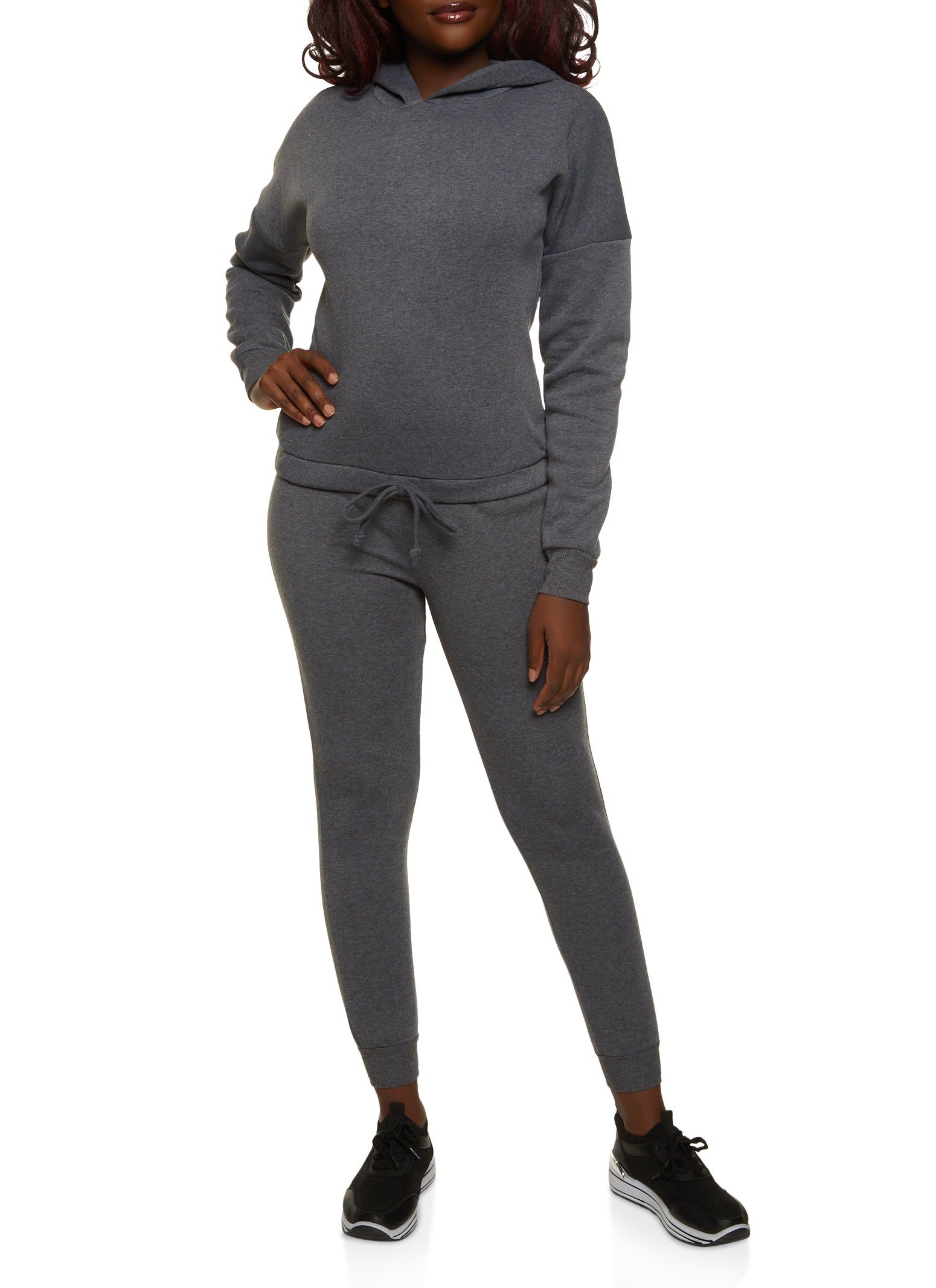 Fleece Faux Drawstring Pullover Hoodie sold by Rainbow product image thumbnail 2