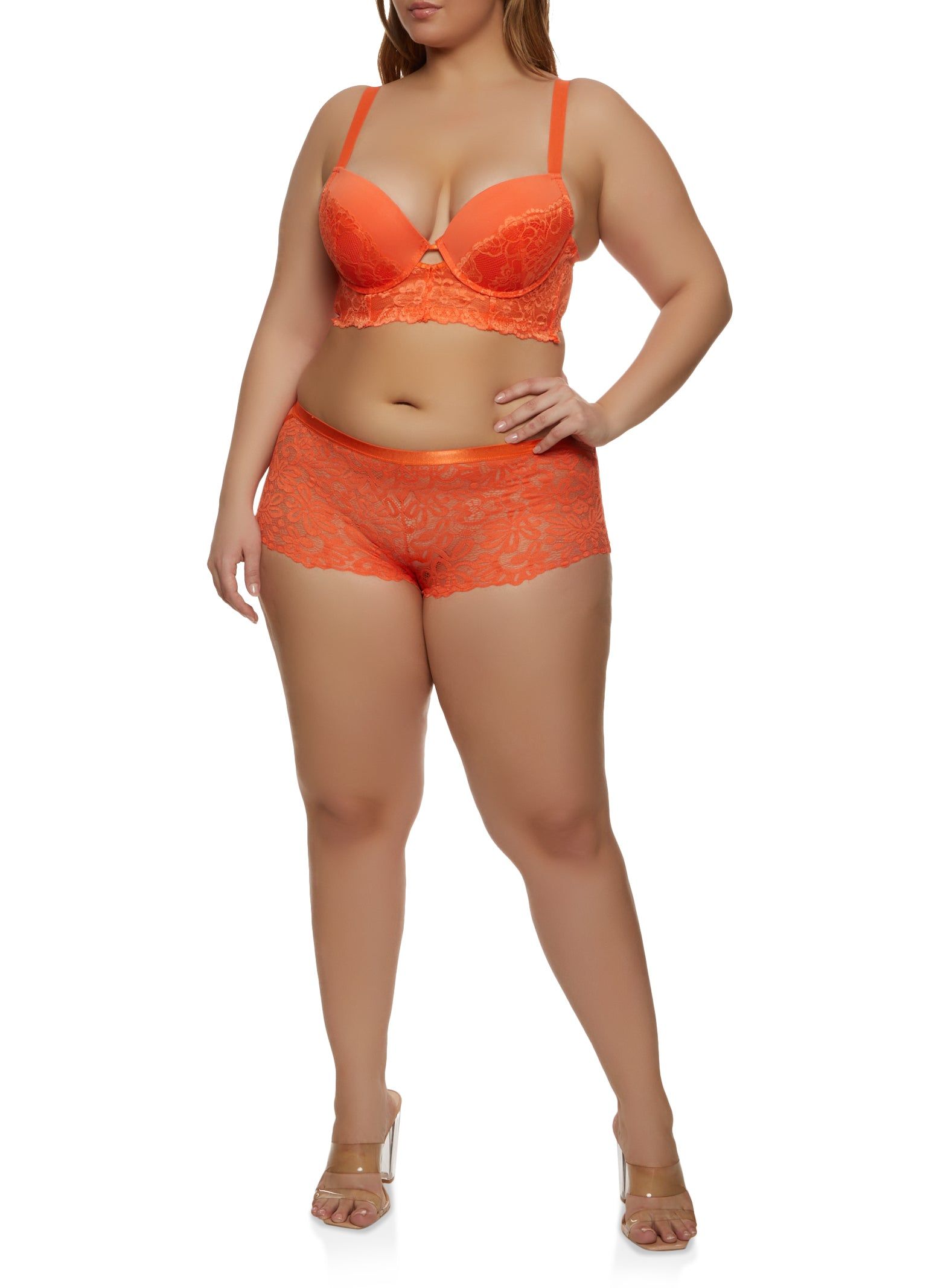 Plus Size Floral Keyhole Longline Plunge Bra sold by Rainbow product image thumbnail 2