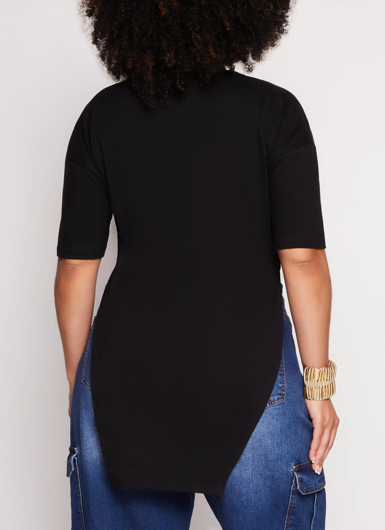 Plus Size Melanin Every Shade Slays Hanky Hem Graphic Tee sold by Rainbow product image thumbnail 3