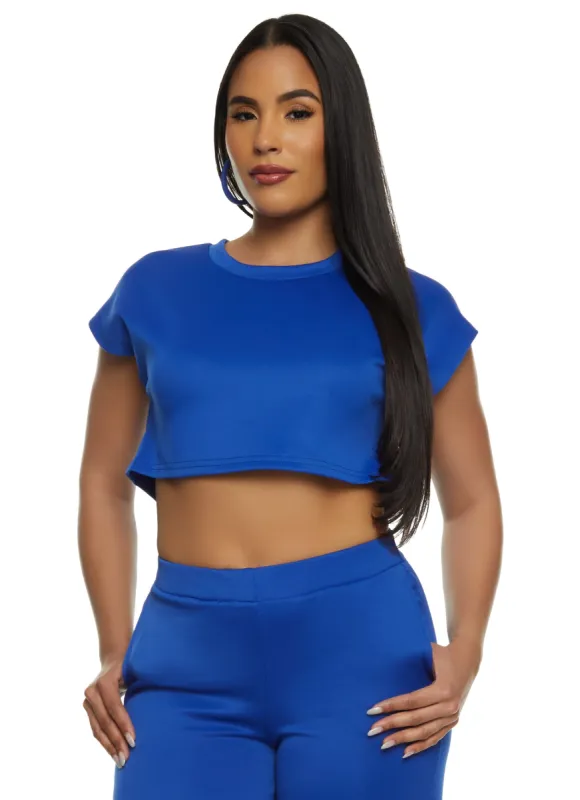 Daisy Scuba Crew Neck Crop Top sold by Rainbow