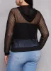 Plus Size Mesh Shadow Striped Zip Front Hoodie sold by Rainbow