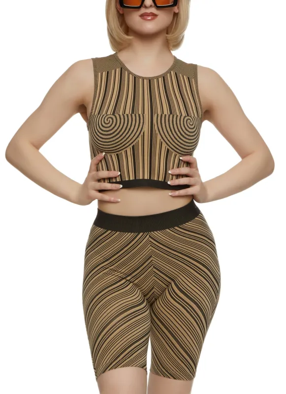 Seamless Striped Cropped Tank Top sold by Rainbow